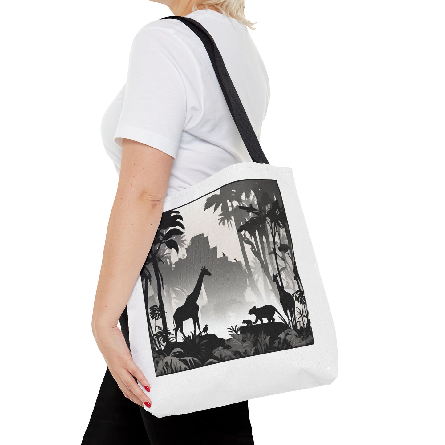 Giraffe Tote Bag | Savannah Forest Grocery Bag | Shadow Giraffes Nature Scene Travel Tote | Daily Office Traveler Tote Bag