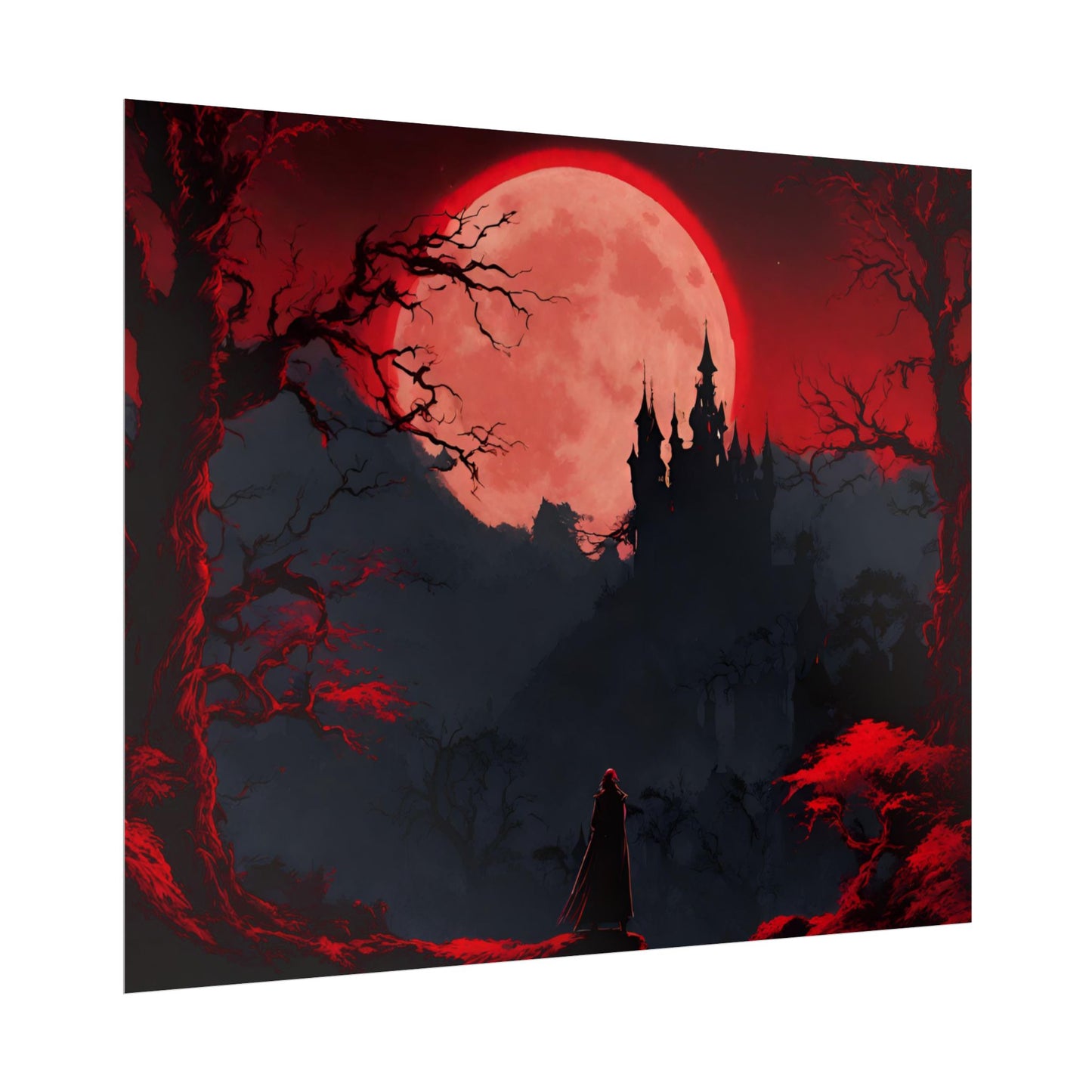 Castlevania Belmont Video Game Room Inspired Wall Decor | Cursed Ring of Lunar Blood Poster | Dracula Castle Vampire Night Wall Hanging