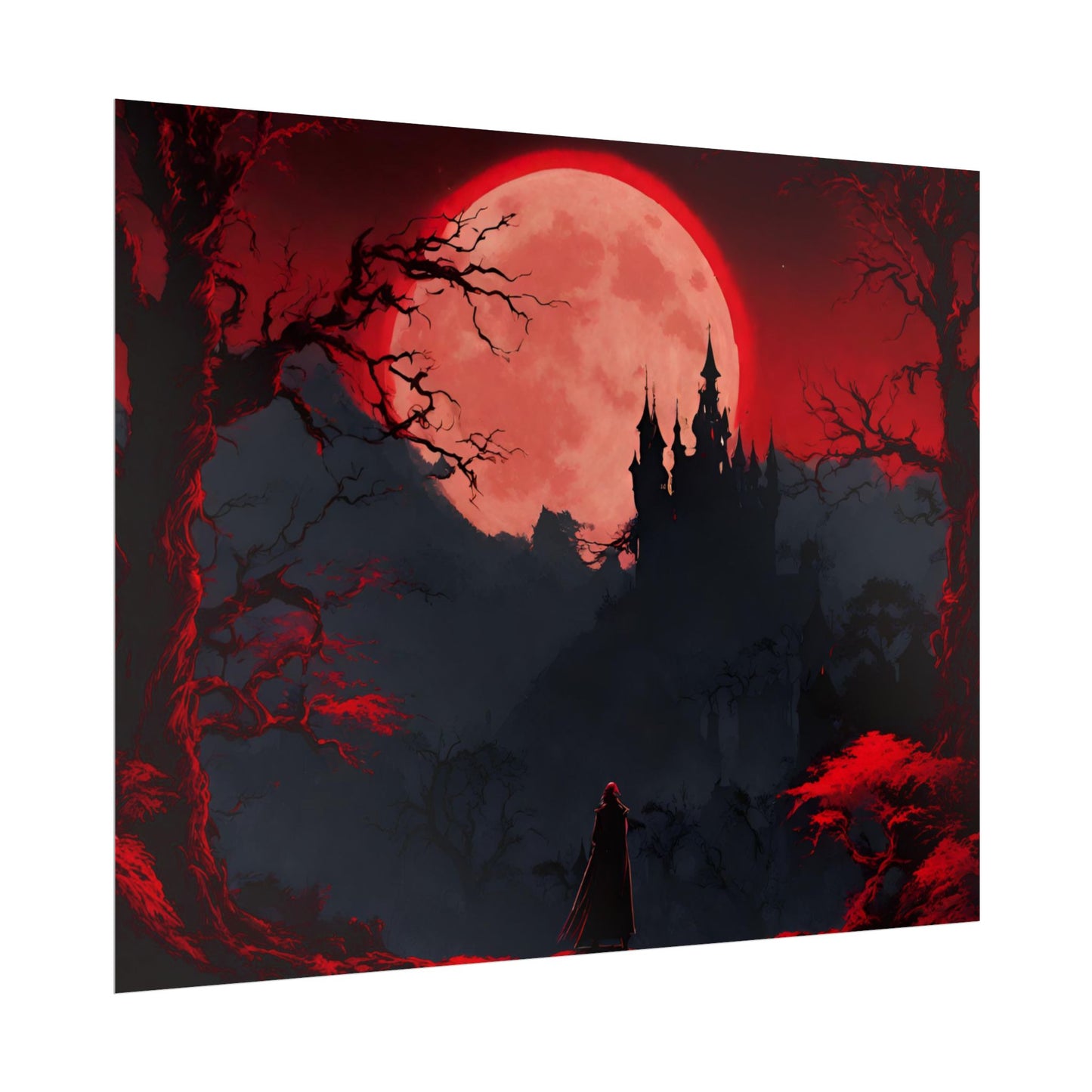 Castlevania Belmont Video Game Room Inspired Wall Decor | Cursed Ring of Lunar Blood Poster | Dracula Castle Vampire Night Wall Hanging