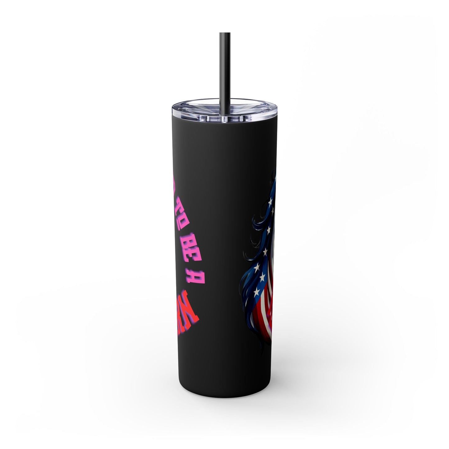 PROUD American Unicorn Skinny Tumbler | United States Freedom Loving Horse Insulated Cup | US Flag Veteran Gift Patriot Drink Traveler