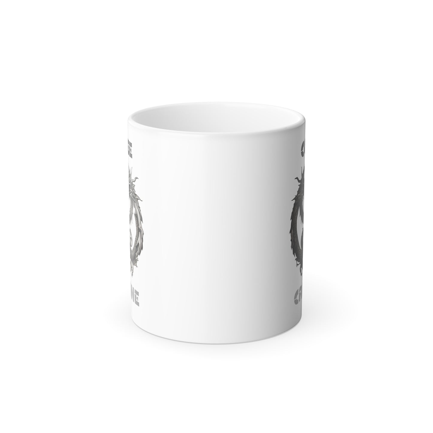 Dragon Yin Yang Color Changing Mug, Twin Serpents, Dragons, Balance Coffee Cup, Chinese, Legend, Warrior, Black to White Revealing Mug
