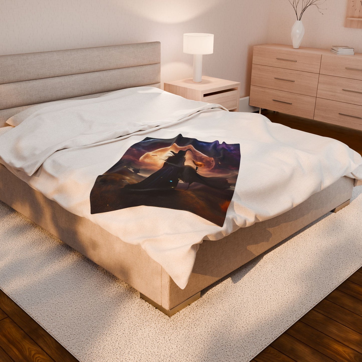 Witch of the Moons Wiccan Blanket, Time & Space Lunar Fantasy Galaxy Couch Throw Snuggle Sheet, Mystical Witchcraft Spell Bedroom Blanket