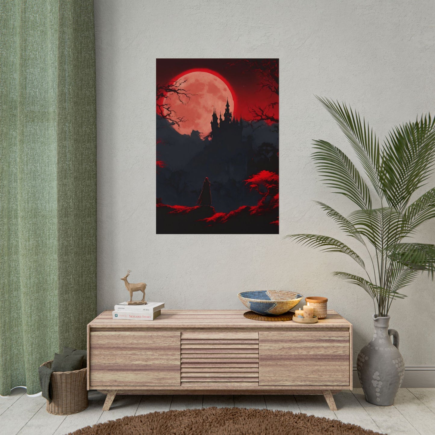 Castlevania Belmont Video Game Room Inspired Wall Decor | Cursed Ring of Lunar Blood Poster | Dracula Castle Vampire Night Wall Hanging