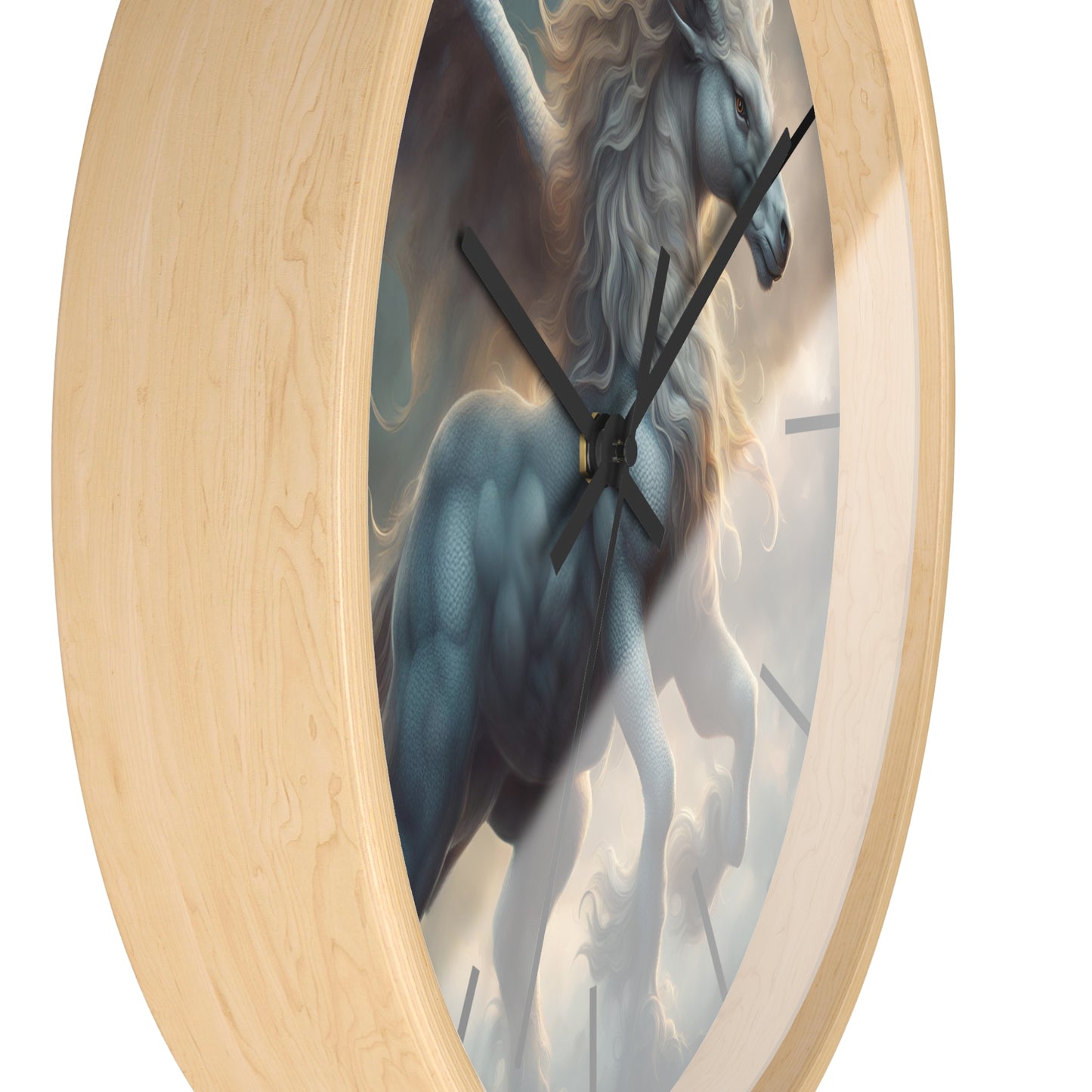 Majestic Myths Art Clock | Pegasus Horned Winged Horse Wall Hanging | Mystical Cloud Sky Fantasy Home Office Decor Gift