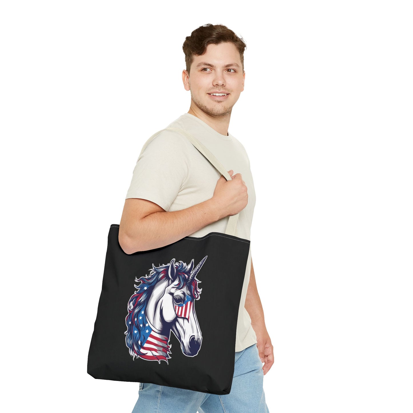 Patriotic Unicorn Gift Tote | American Flag Election Grocery Bag | United States Flag Freedom Lovers Office Travel Carrier | Patriot Sack