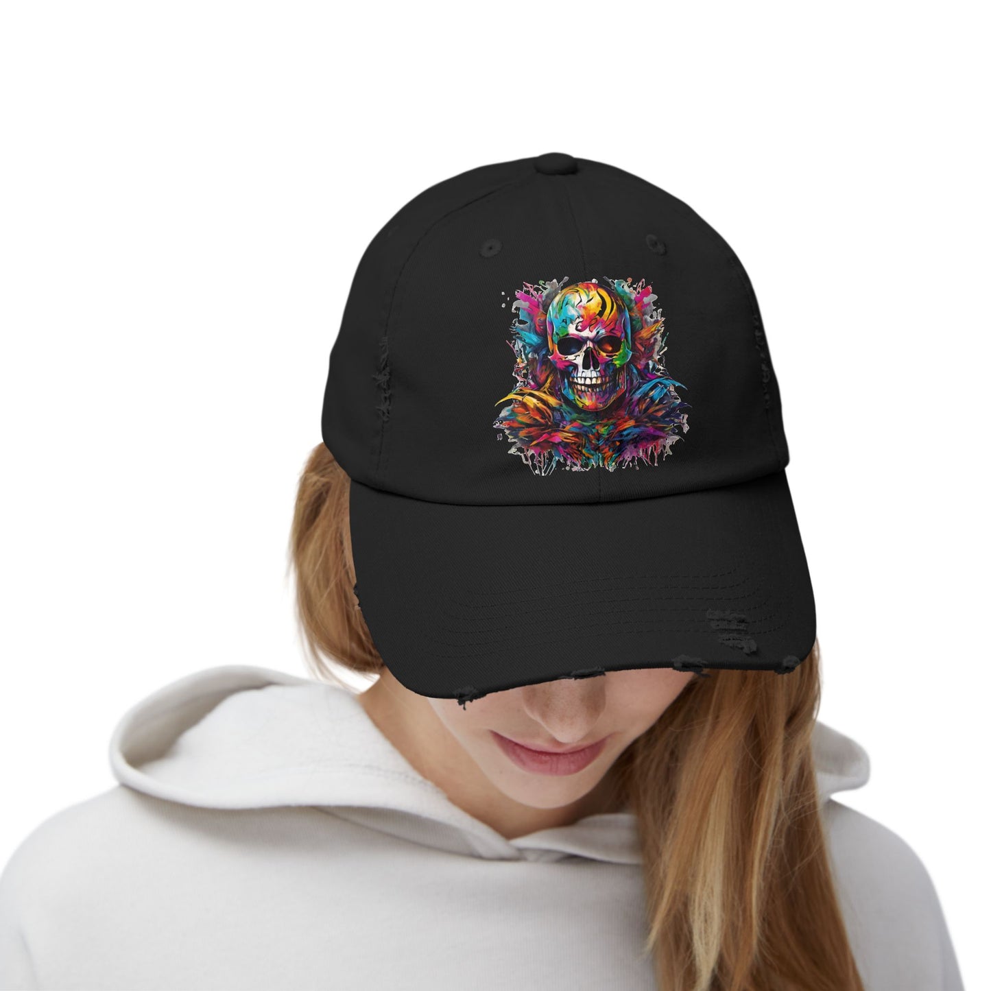 Abstract Art Unisex Cap | Masters of the Universe Inspired Hat | Rainbow Psychedelic Skull Spring Fishing Cap | Evil Scareglow Skeletor Gift