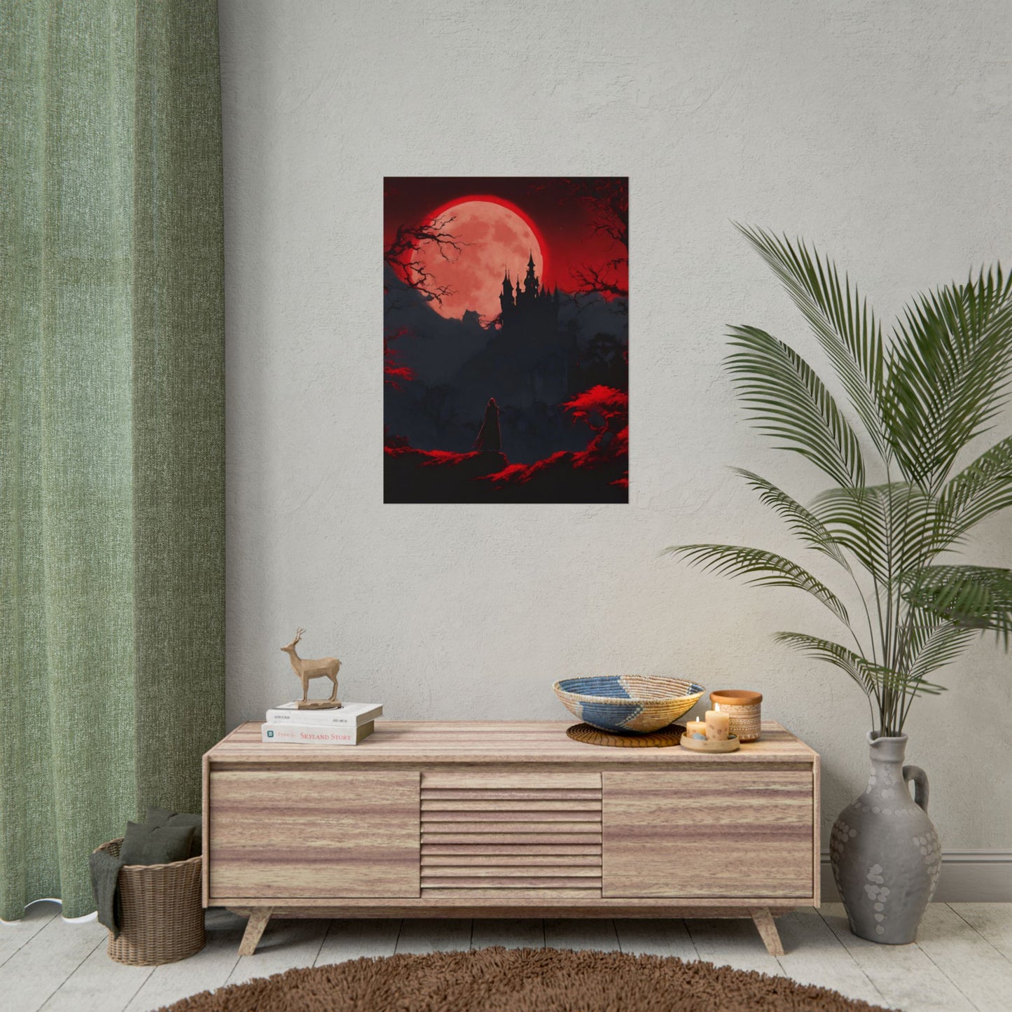 Castlevania Belmont Video Game Room Inspired Wall Decor | Cursed Ring of Lunar Blood Poster | Dracula Castle Vampire Night Wall Hanging
