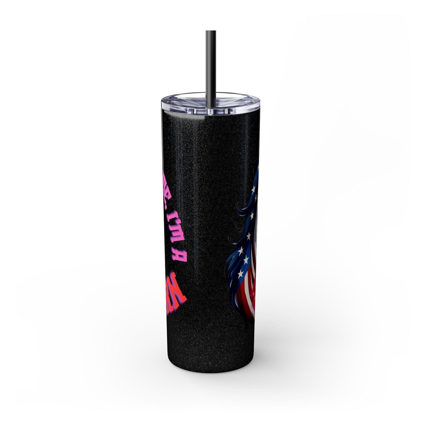 Patriotic American Unicorn Skinny Tumbler | United States Freedom Loving Horse Insulated Cup | US Flag Veteran Gift Patriot Drink Traveler