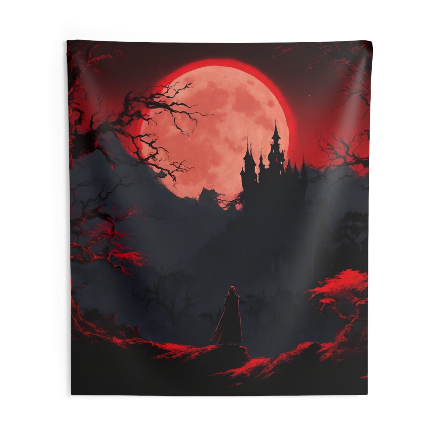 Castlevania Belmont Video Game Room Inspired Art Tapestry | Cursed Ring of Lunar Blood Wall Decor | Dracula Castle Vampire Gamer Gift