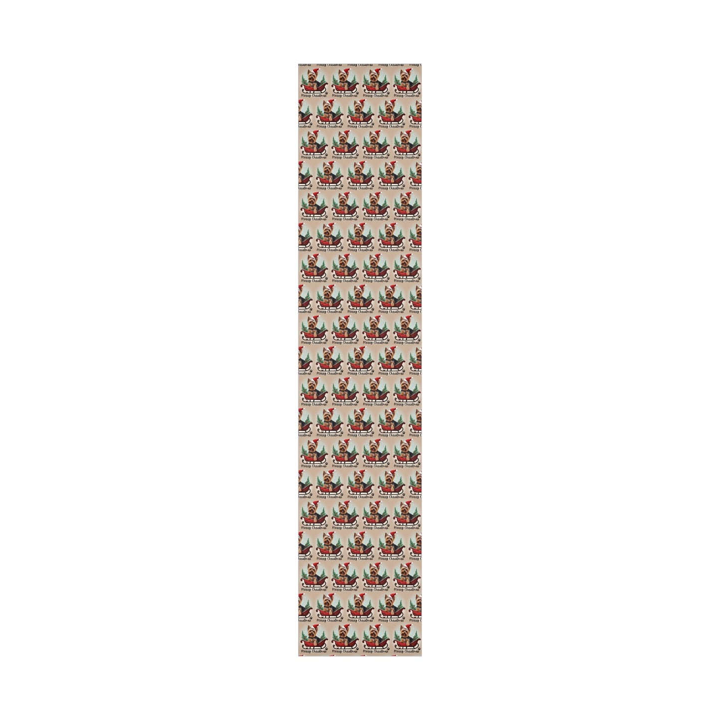 Dog Christmas Wrapping Paper, Yorkshire Terrier Sled Xmas Wrap, Santa Hat Yorkie Gift Wrap, Holiday Gift Wrap Roll