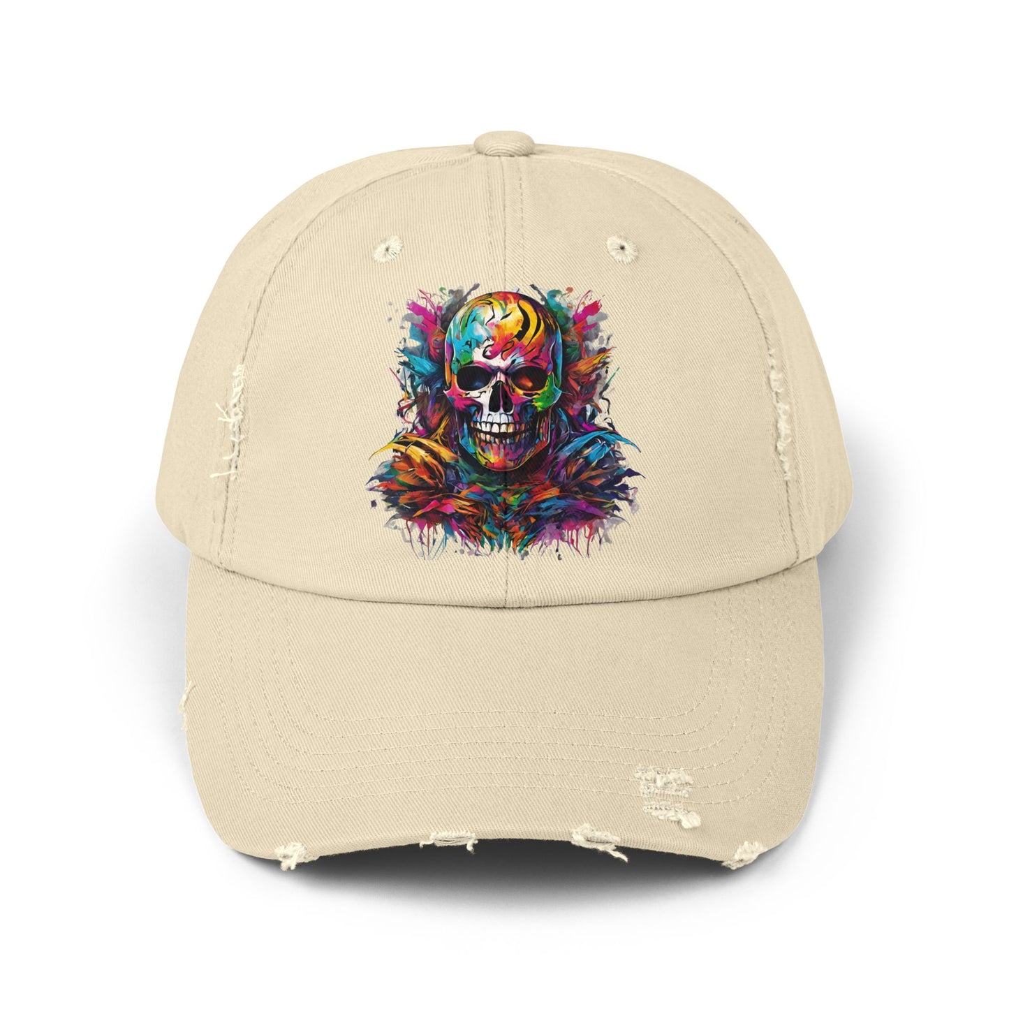 Abstract Art Unisex Cap | Masters of the Universe Inspired Hat | Rainbow Psychedelic Skull Spring Fishing Cap | Evil Scareglow Skeletor Gift