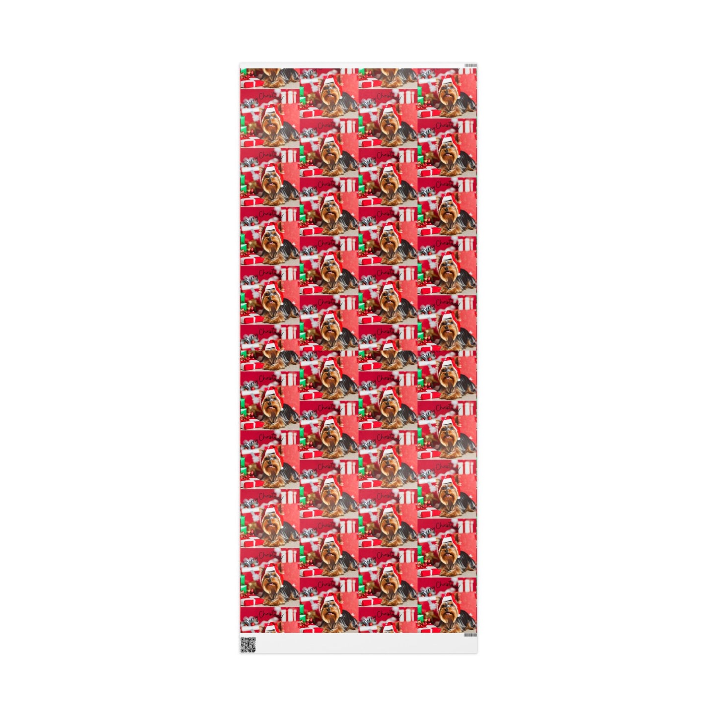 Dog Christmas Wrapping Paper Yorkshire Terrier, Santa Hat Yorkie Gift Wrap, Holiday Gift Wrap Roll