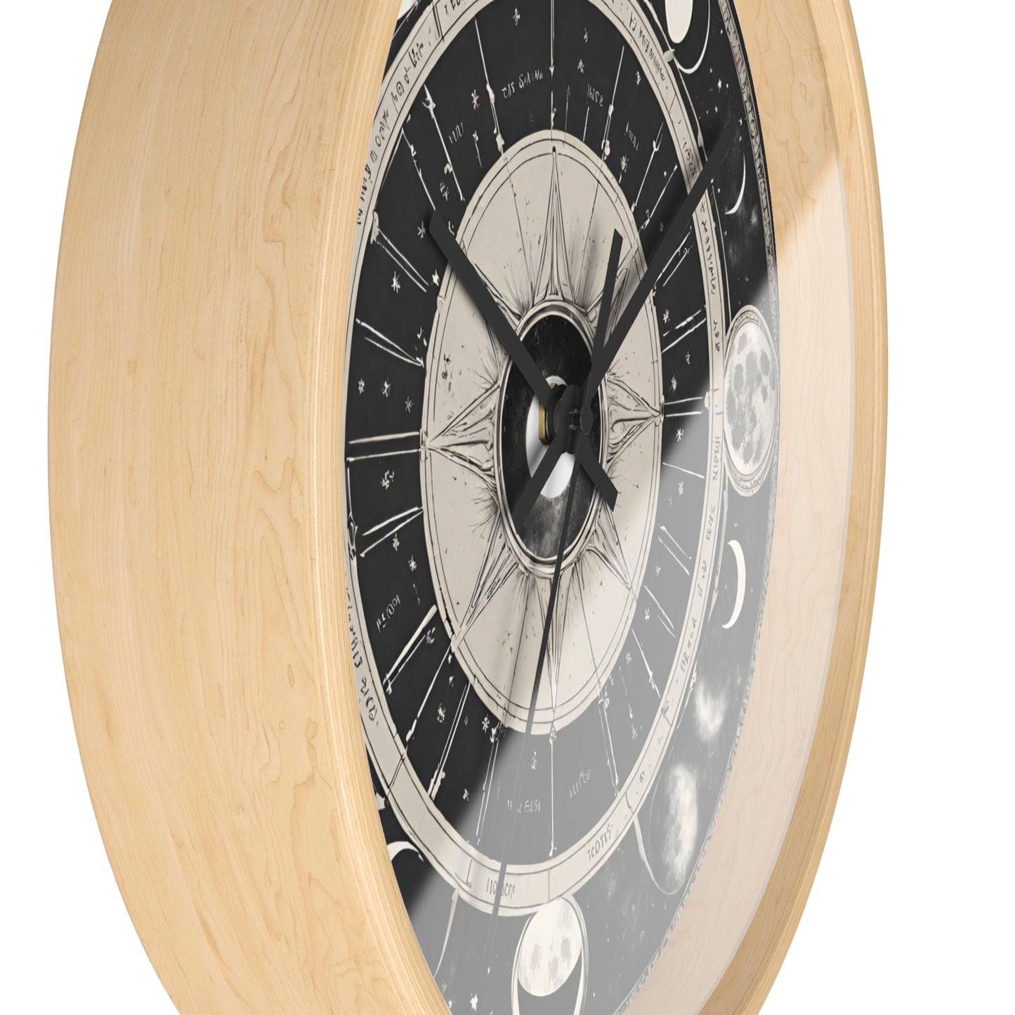 Moon Phases Wall Art Clock | Lunar Cycle Astronomy Wall Hanging | Home Office Solar System Wall Decor Gift