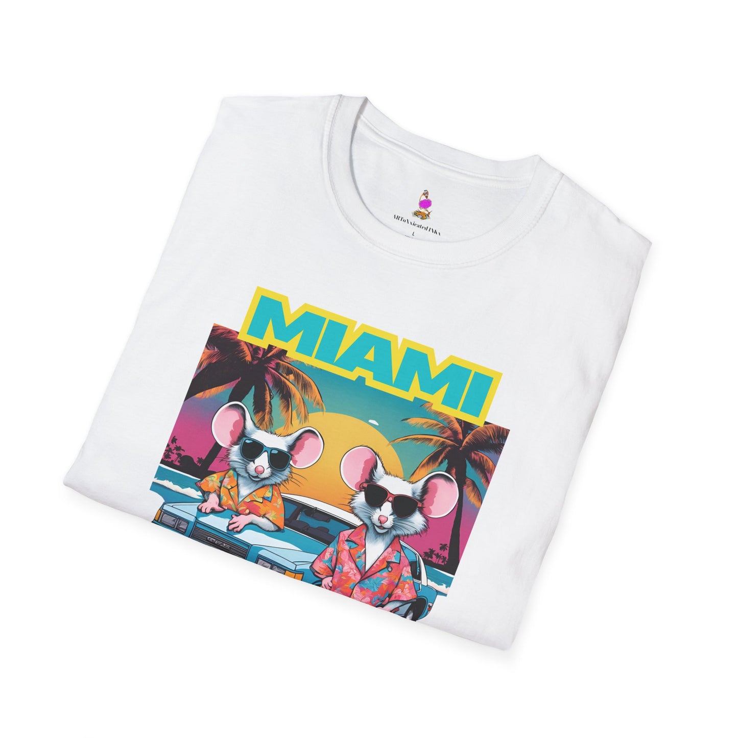 Miami Vice 80s TV Spoof T-Shirt, Funny Miami Mice Parody Shirt, Television Humor Tee, Unisex Softstyle Top, Retro Series Graphic Tee