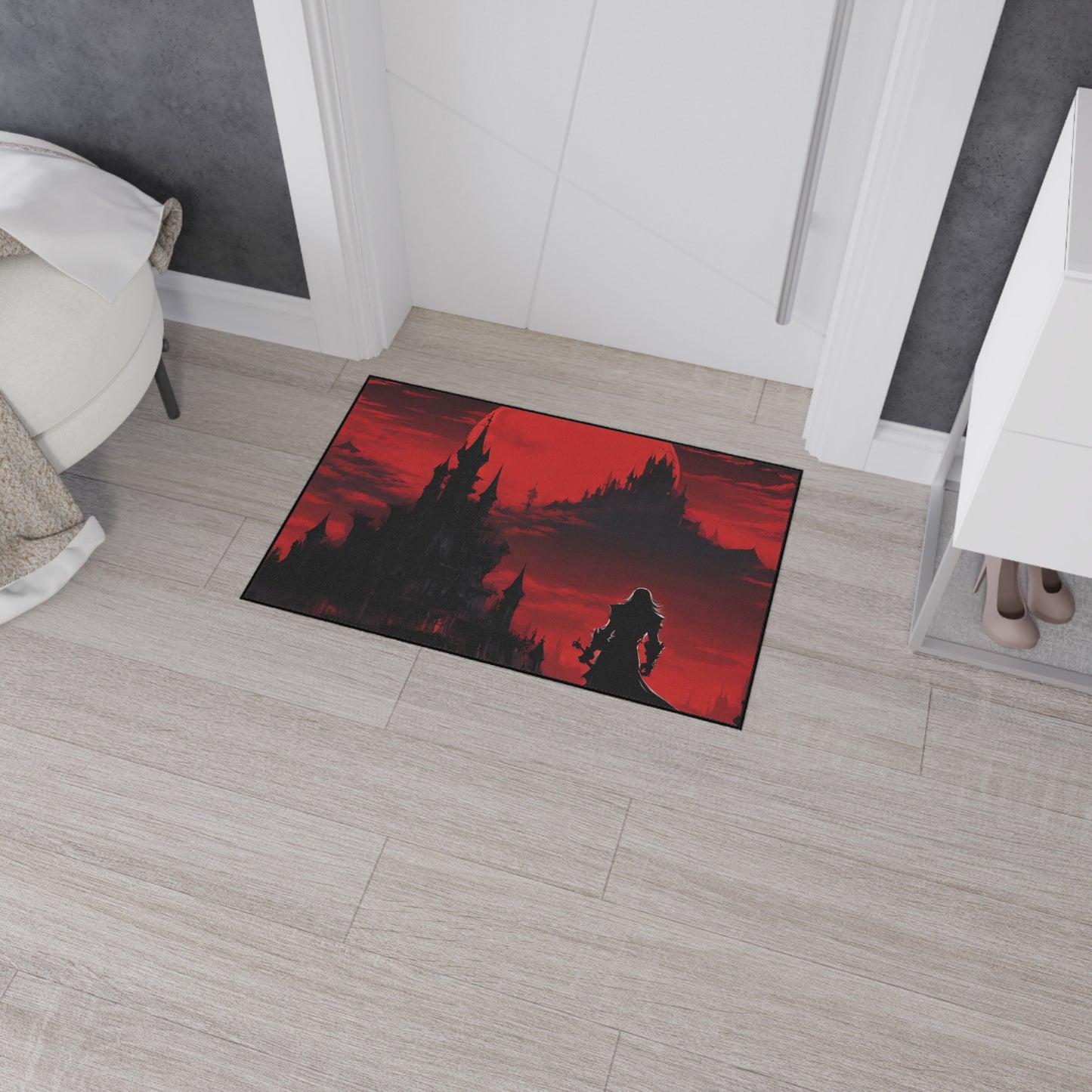 Castlevania Belmont Video Game Inspired Floor Mat | Death and Terror Await in the Dark of Night Bathroom Decor | Dracula Door Entry Gift