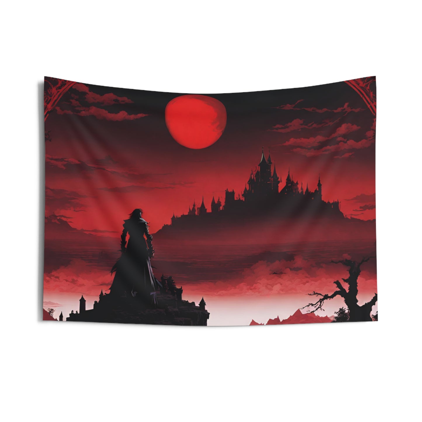 Castlevania Belmont Video Game Room Inspired Art Tapestry | What a Horrible Night to Traverse the Darkness | Dracula Castle Vampire Gift