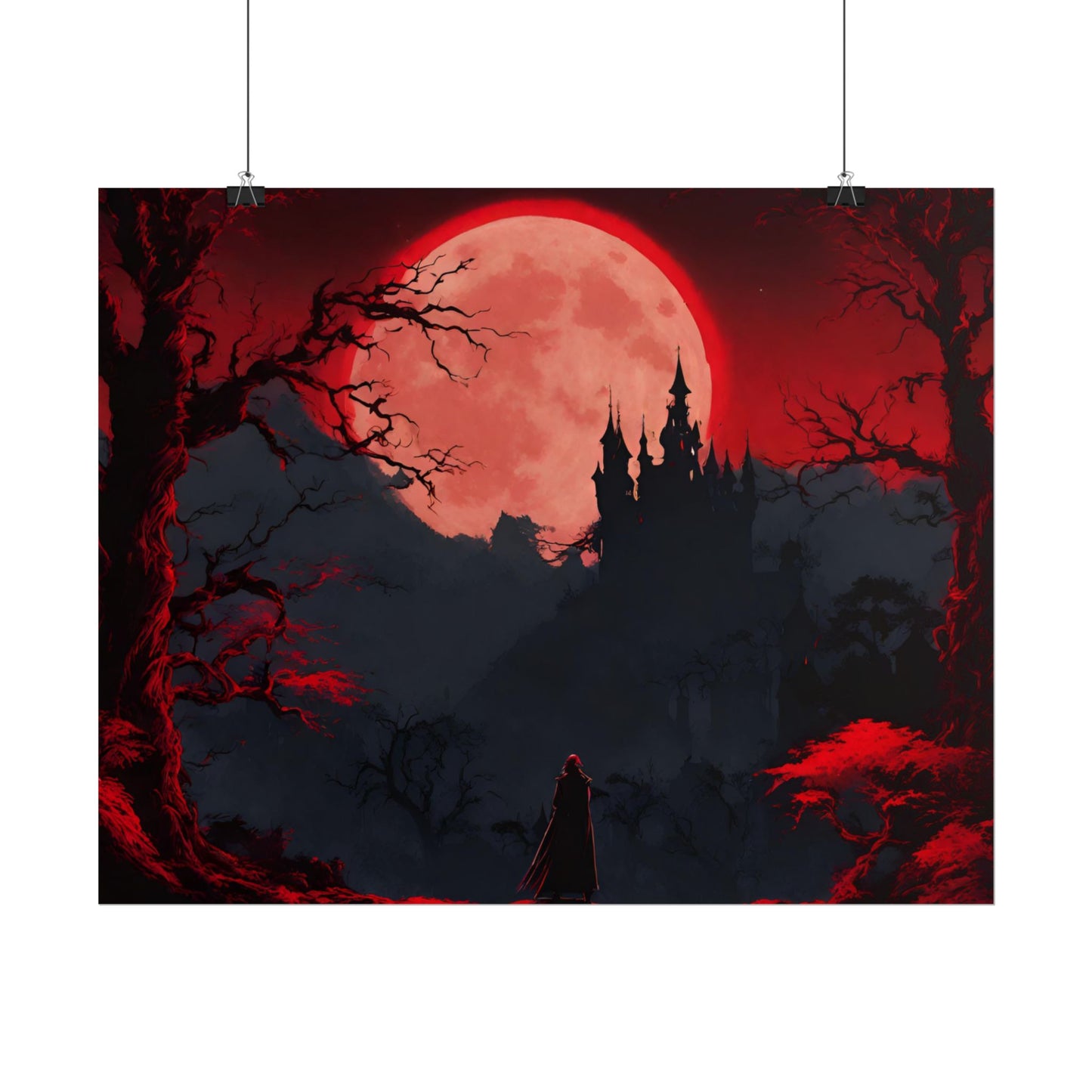 Castlevania Belmont Video Game Room Inspired Wall Decor | Cursed Ring of Lunar Blood Poster | Dracula Castle Vampire Night Wall Hanging