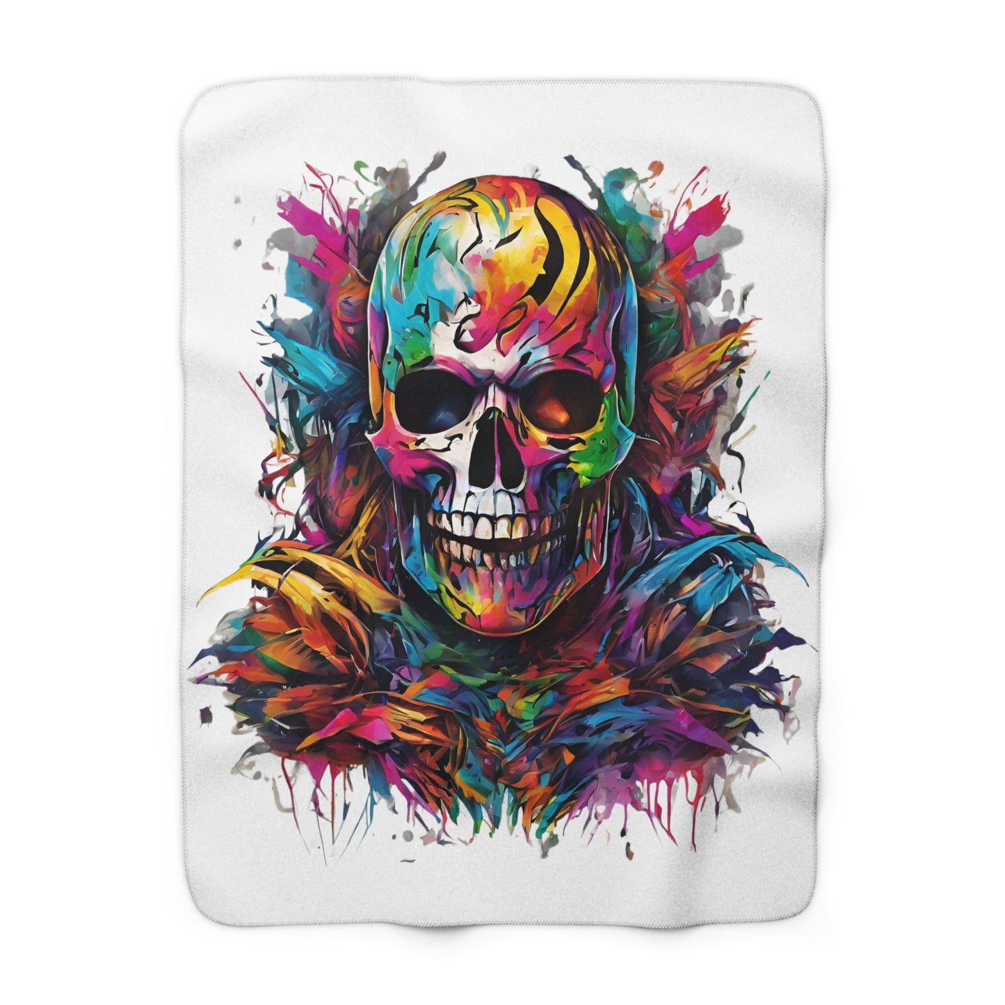 Abstract Art Blanket | Masters of the Universe Inspired Sherpa Fleece | Rainbow Psychedelic Skull Couch Throw | Evil Scareglow Skeletor Gift