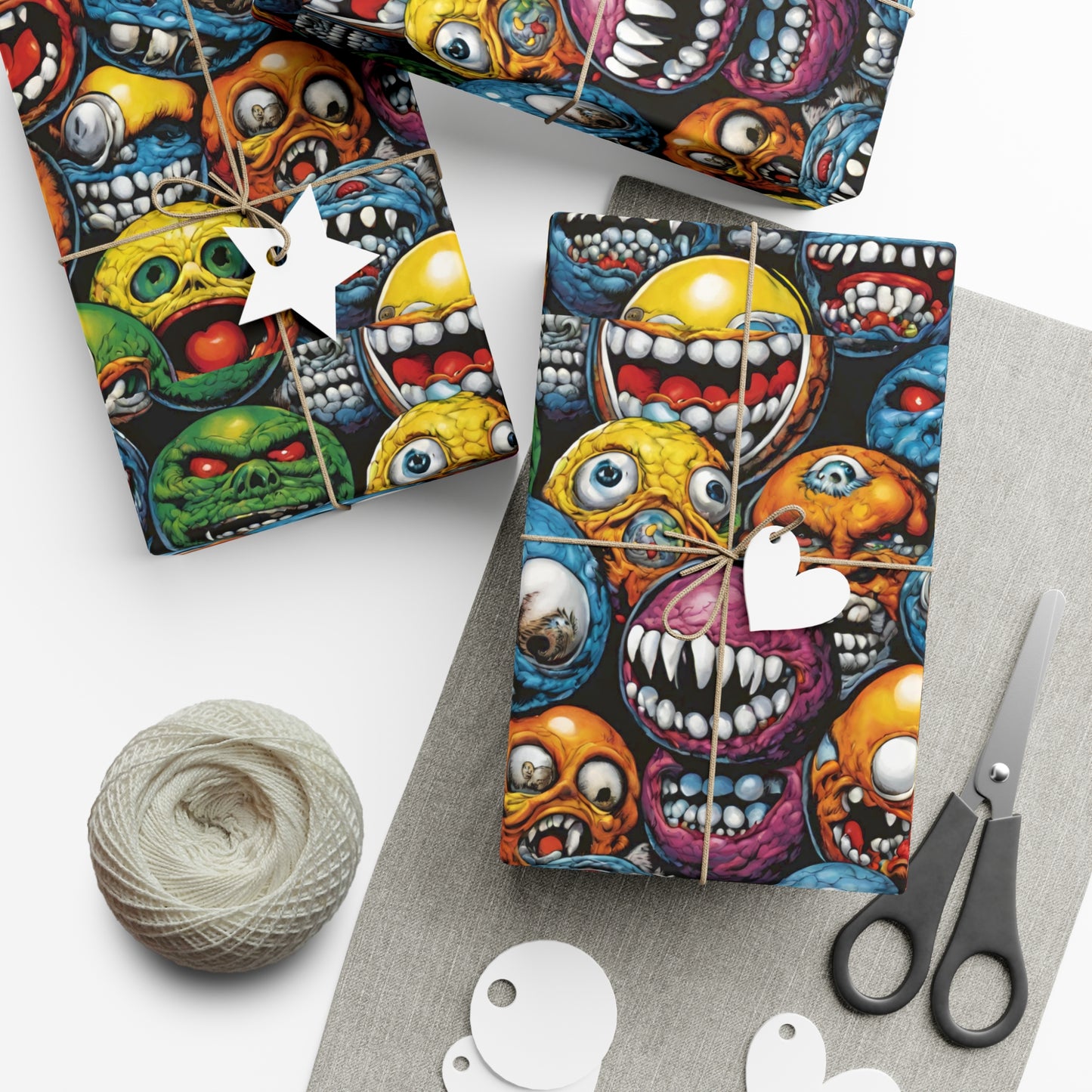 Retro Birthday Wrap | Vintage 80s Toys Madballs Inspired Gift Paper | Saturday Morning Cartoon 1980s Lover Party Wrapping | Special Occasion