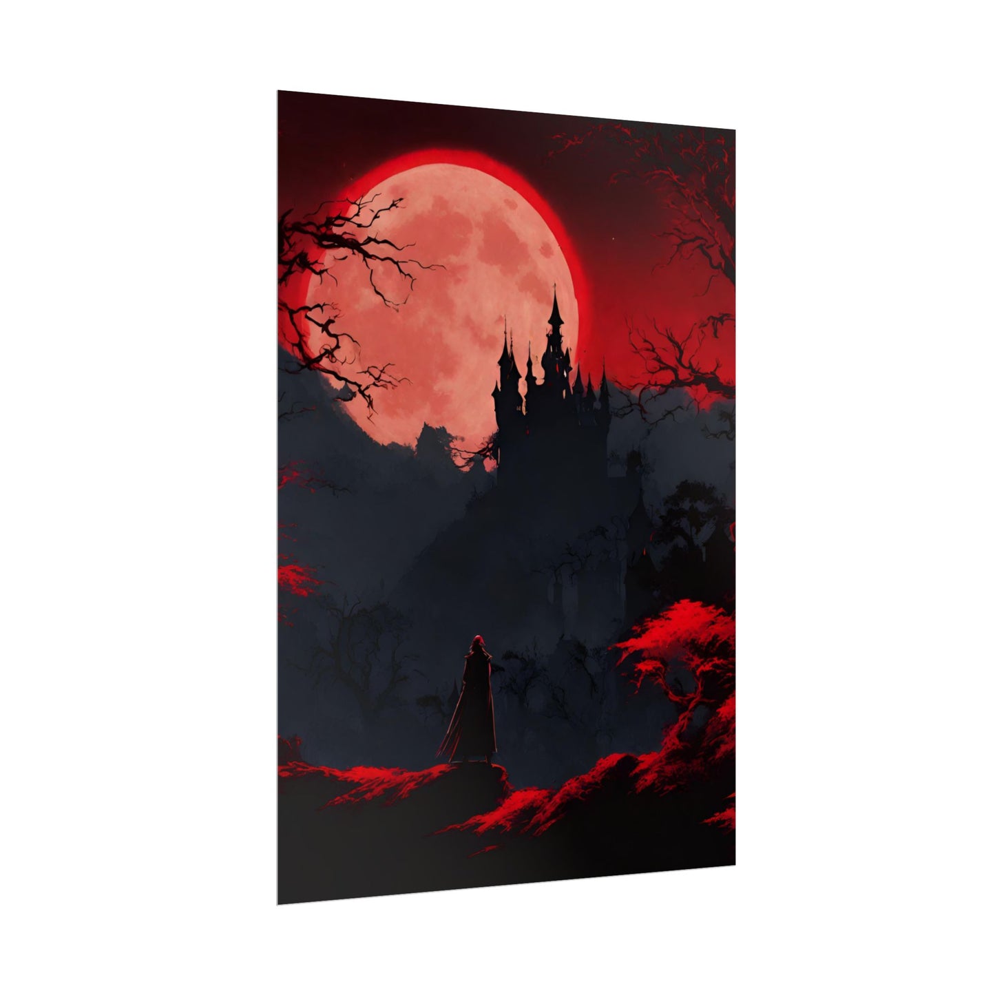 Castlevania Belmont Video Game Room Inspired Wall Decor | Cursed Ring of Lunar Blood Poster | Dracula Castle Vampire Night Wall Hanging