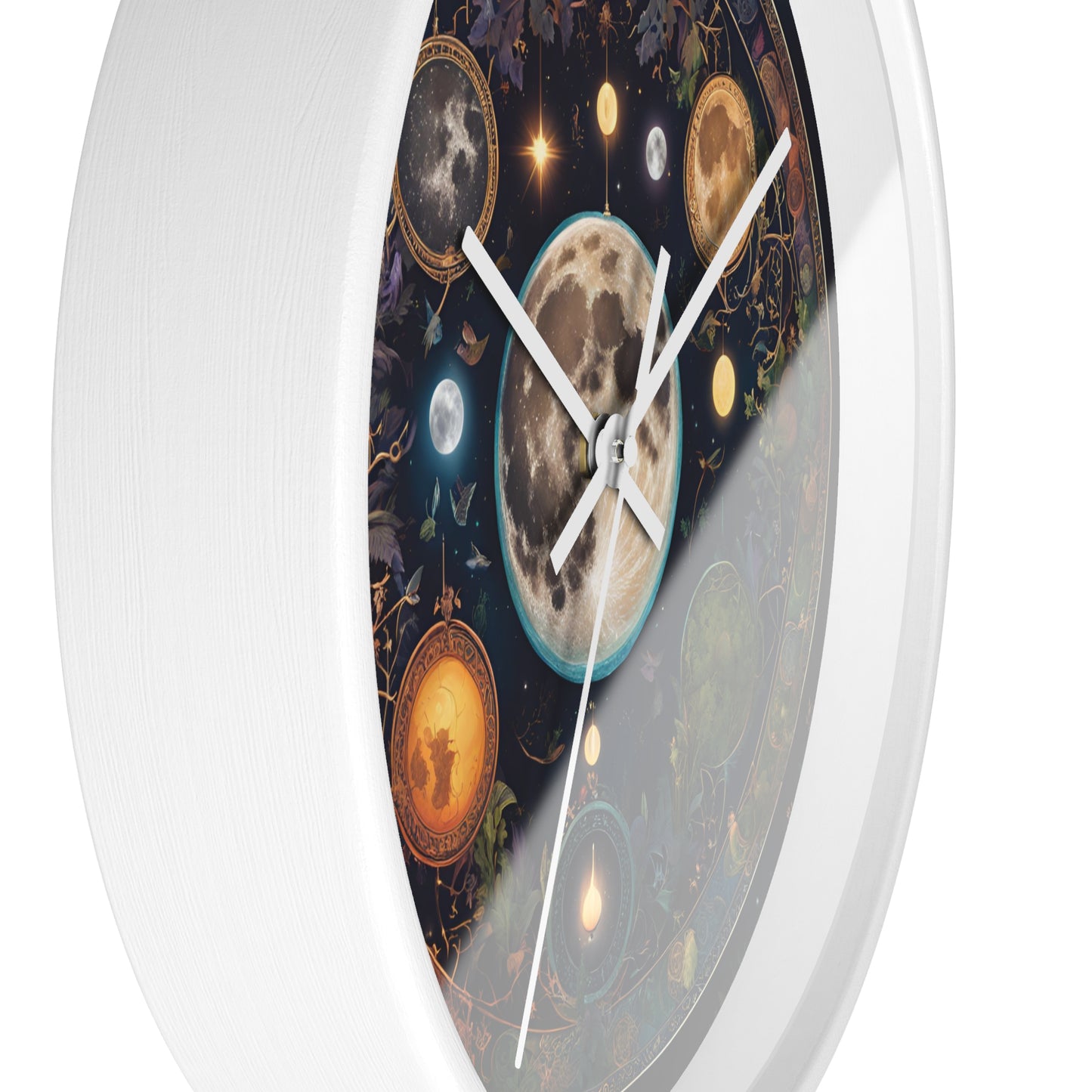 Moon, Sun and Earth Phases Wall Clock, Lunar Cycle Astronomy Home Decor, Solar System Wall Hanging, Celestial Office Art Gift