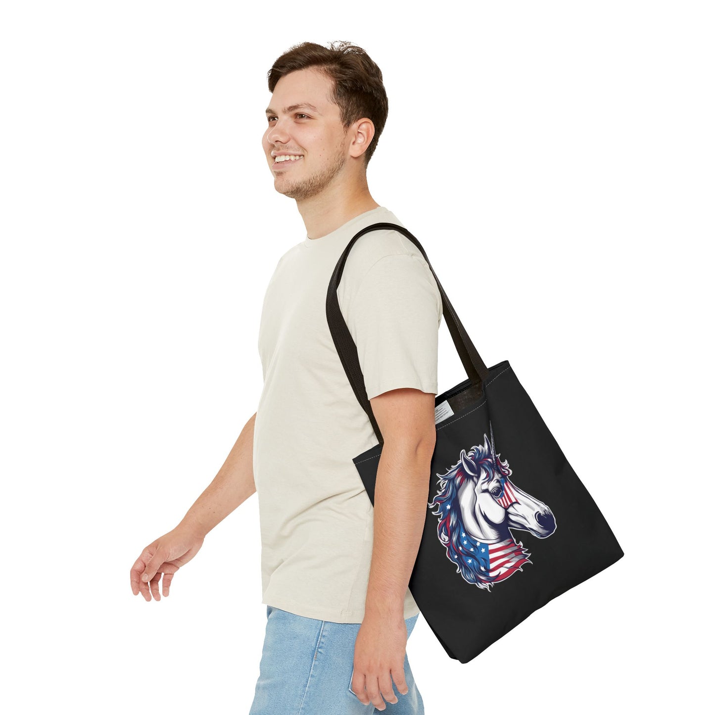 Patriotic Unicorn Gift Tote | American Flag Election Grocery Bag | United States Flag Freedom Lovers Office Travel Carrier | Patriot Sack