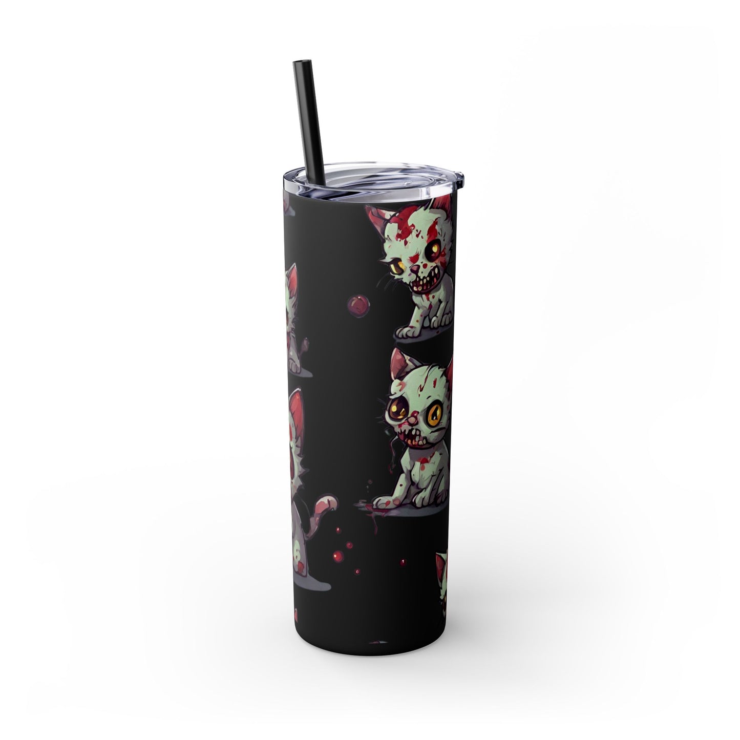 Zombie Kitties Skinny Tumbler | Mutated Kitten Zombies Insulated Cup | Furry Mutant Cats Office College School Hiking Road Drink Traveler