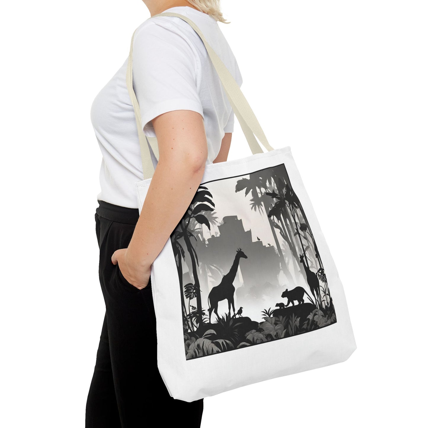 Giraffe Tote Bag | Savannah Forest Grocery Bag | Shadow Giraffes Nature Scene Travel Tote | Daily Office Traveler Tote Bag