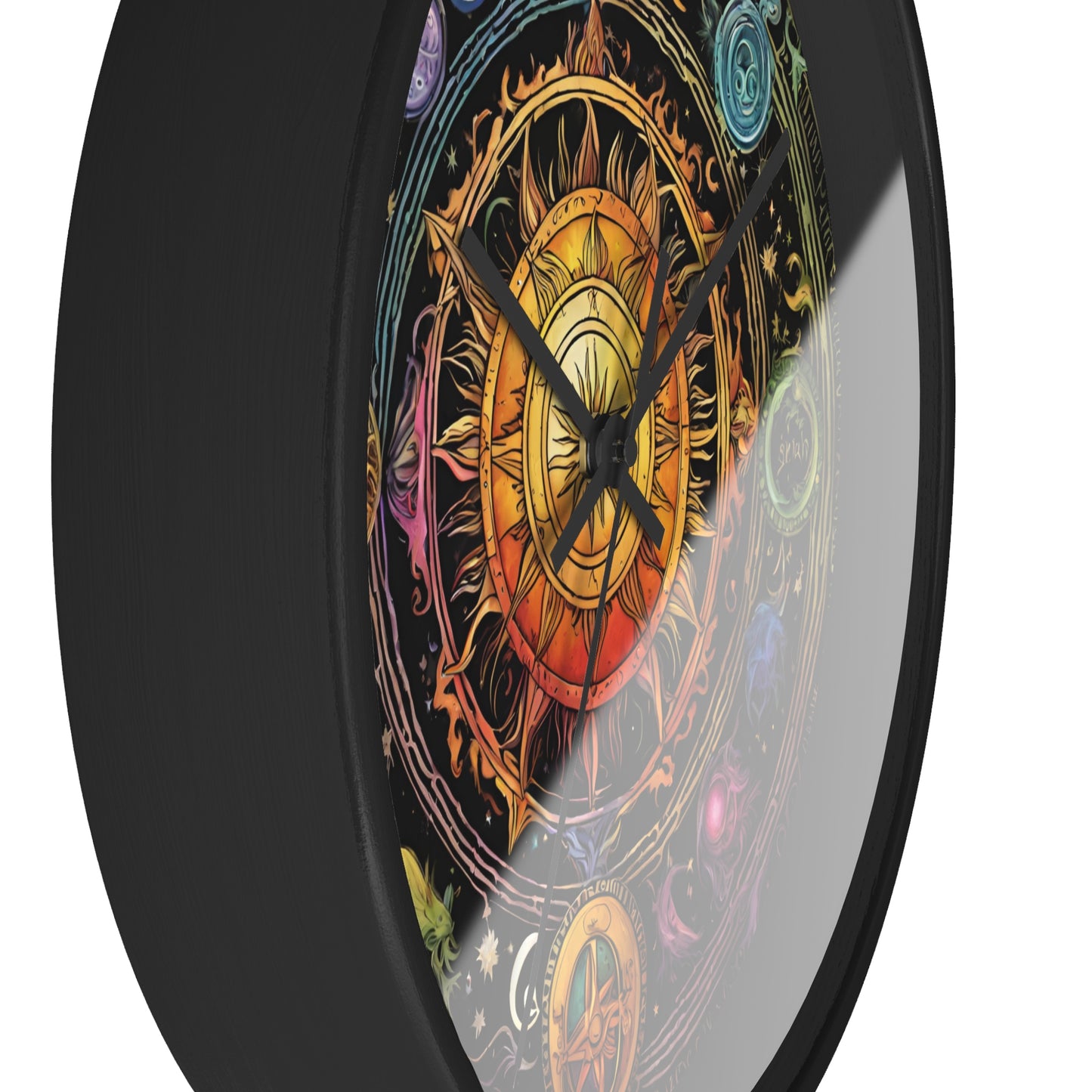 Sun Collage Wall Art Clock | Celestial Solstice Astronomy Wiccan Hanging | Comet Constellations Home Office Solar System Pagan Decor Gift