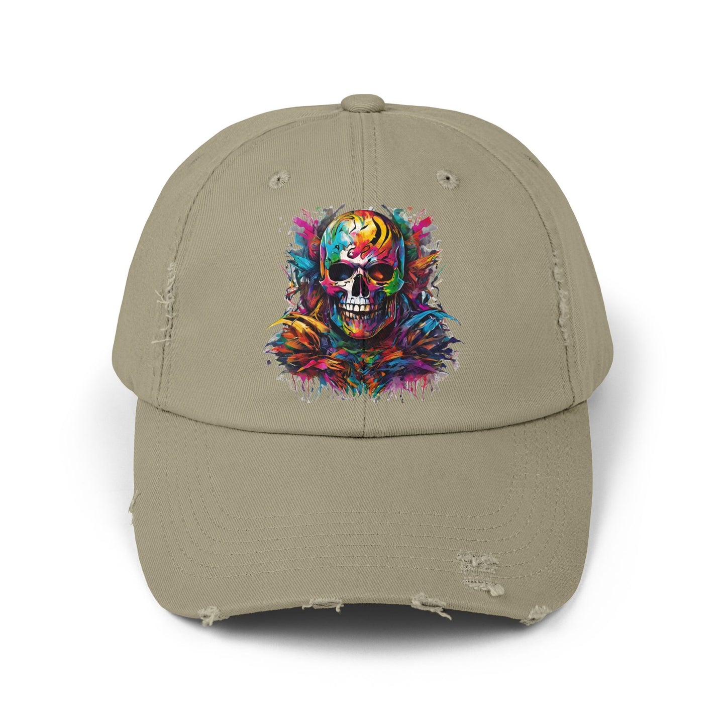 Abstract Art Unisex Cap | Masters of the Universe Inspired Hat | Rainbow Psychedelic Skull Spring Fishing Cap | Evil Scareglow Skeletor Gift