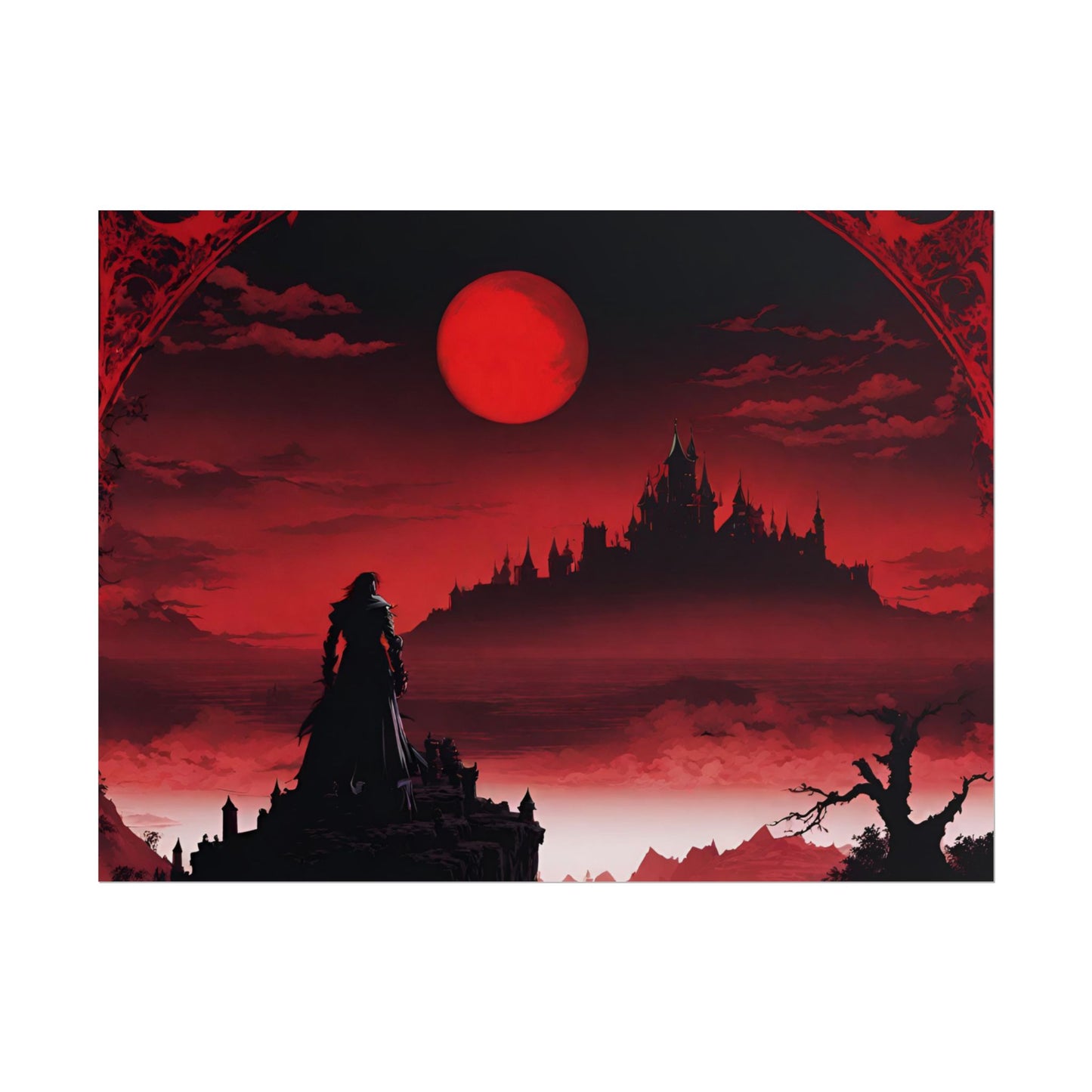 Castlevania Belmont Video Game Room Wall Decor | What A Horrible Night to Traverse the Darkness Art | Dracula Castle Vampire Wall Hanging