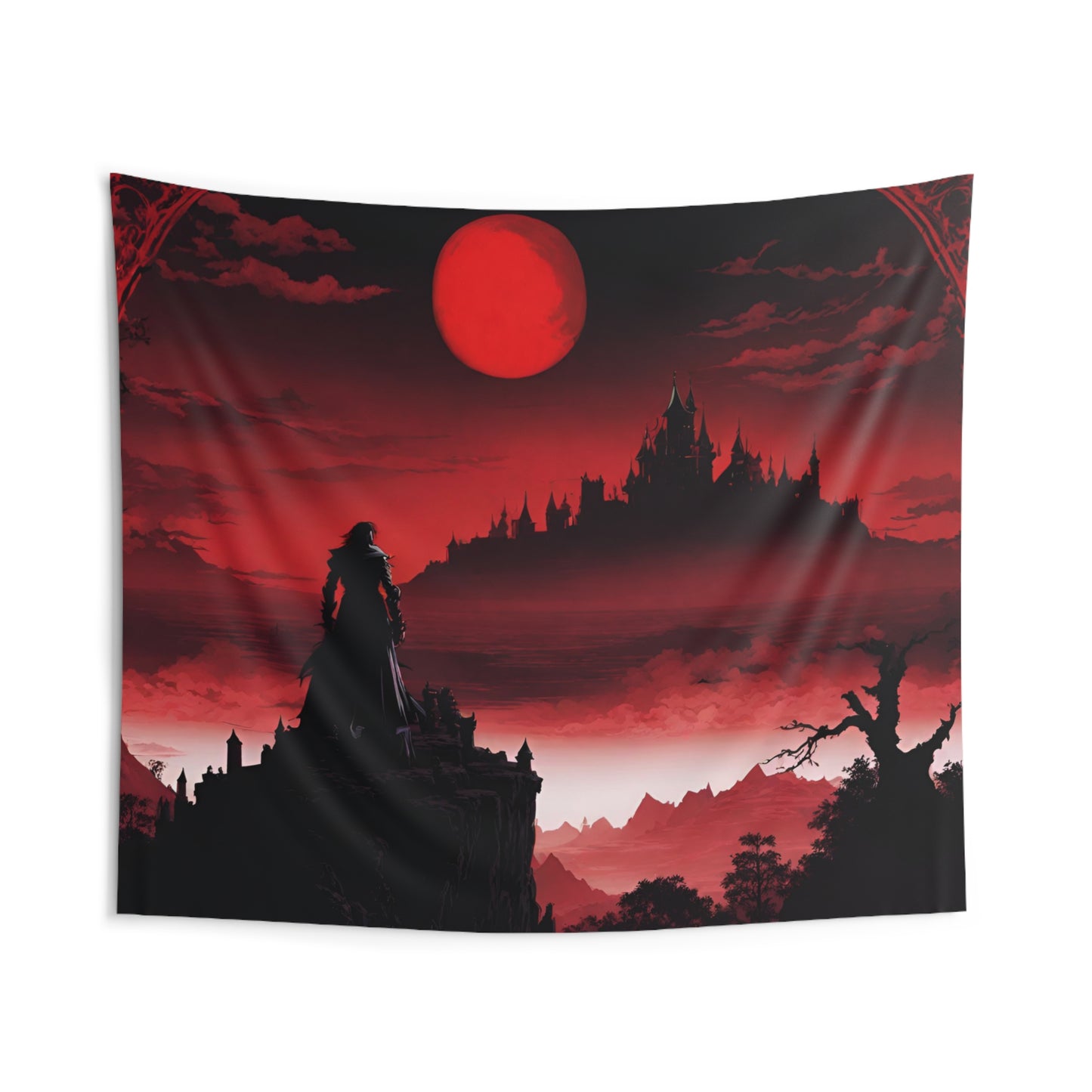 Castlevania Belmont Video Game Room Inspired Art Tapestry | What a Horrible Night to Traverse the Darkness | Dracula Castle Vampire Gift