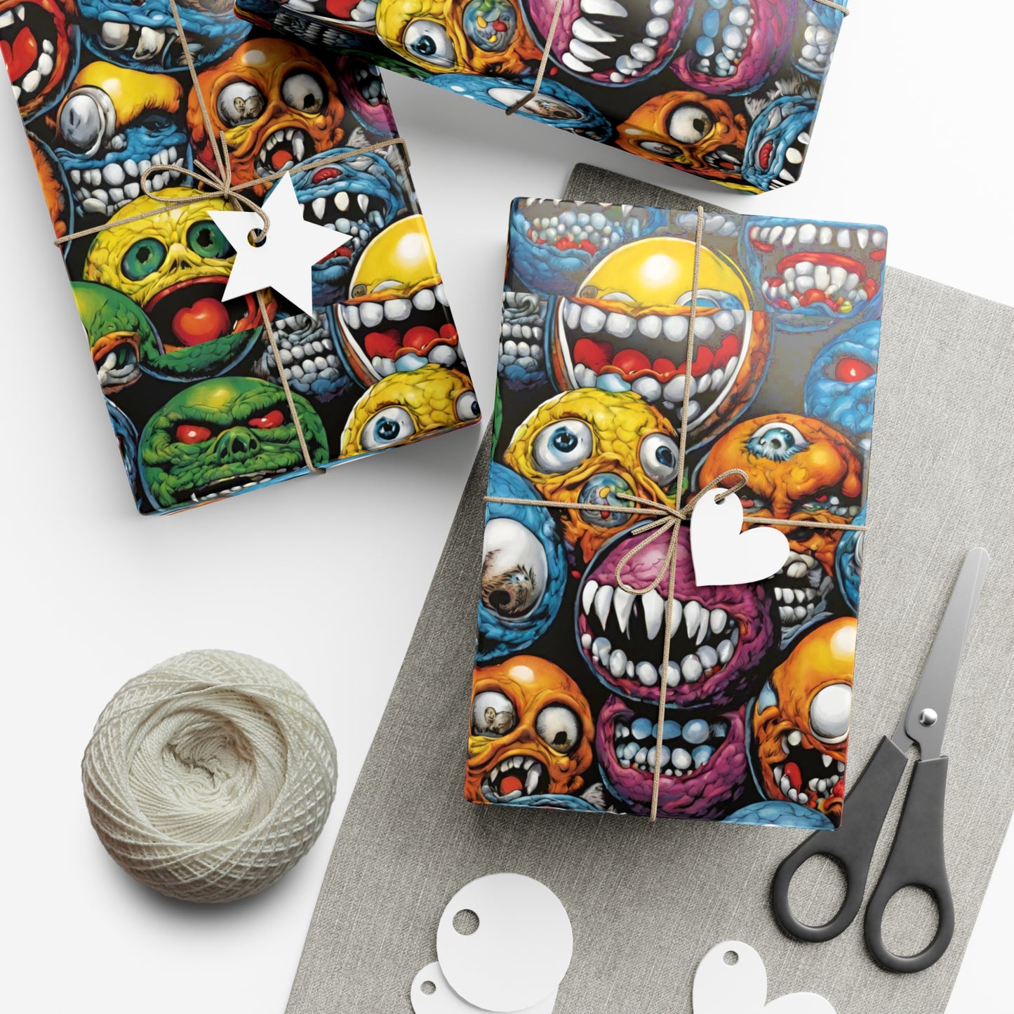 Retro Birthday Wrap | Vintage 80s Toys Madballs Inspired Gift Paper | Saturday Morning Cartoon 1980s Lover Party Wrapping | Special Occasion