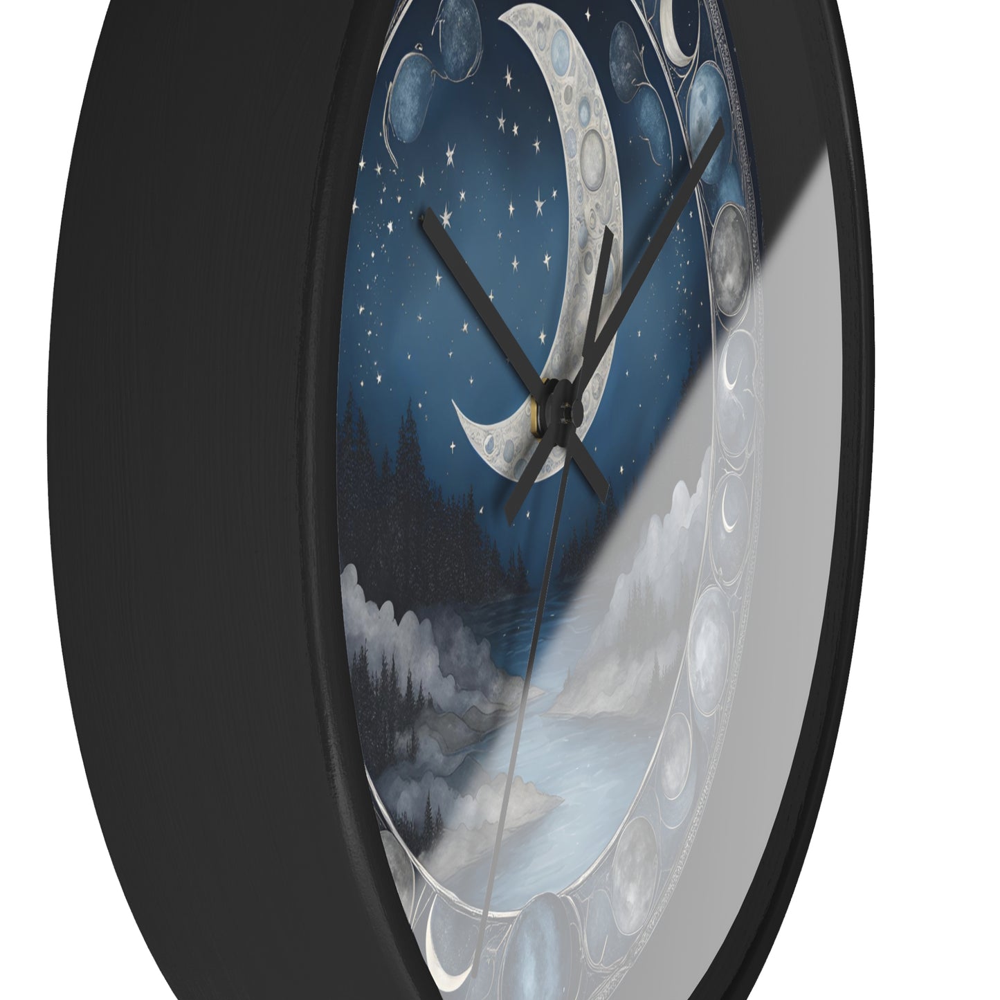 Moon Phases Wall Clock, Lunar Cycle Astronomy Home Decor, Solar System Wall Hanging, Celestial Office Art, Gift for Space Enthusiasts