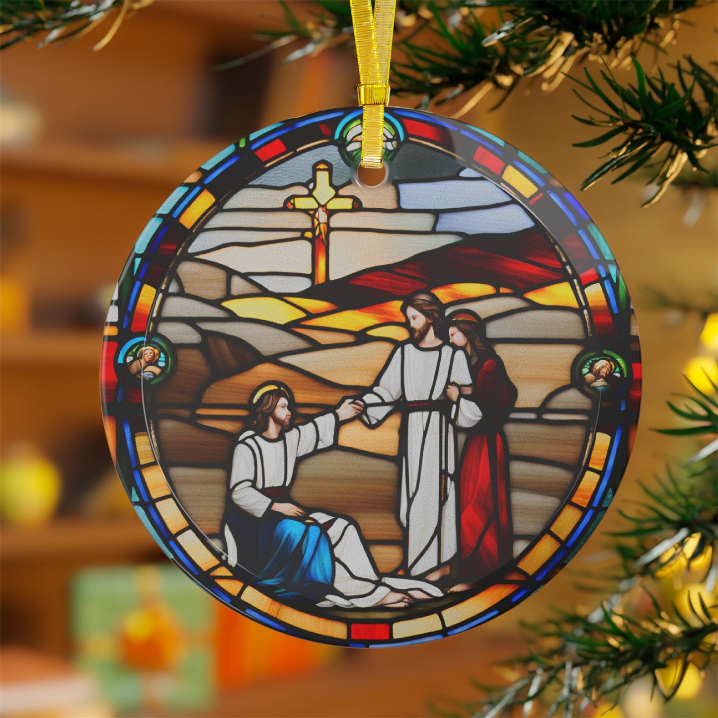 Jesus Christ Christmas Ornament Stained Glass Decoration