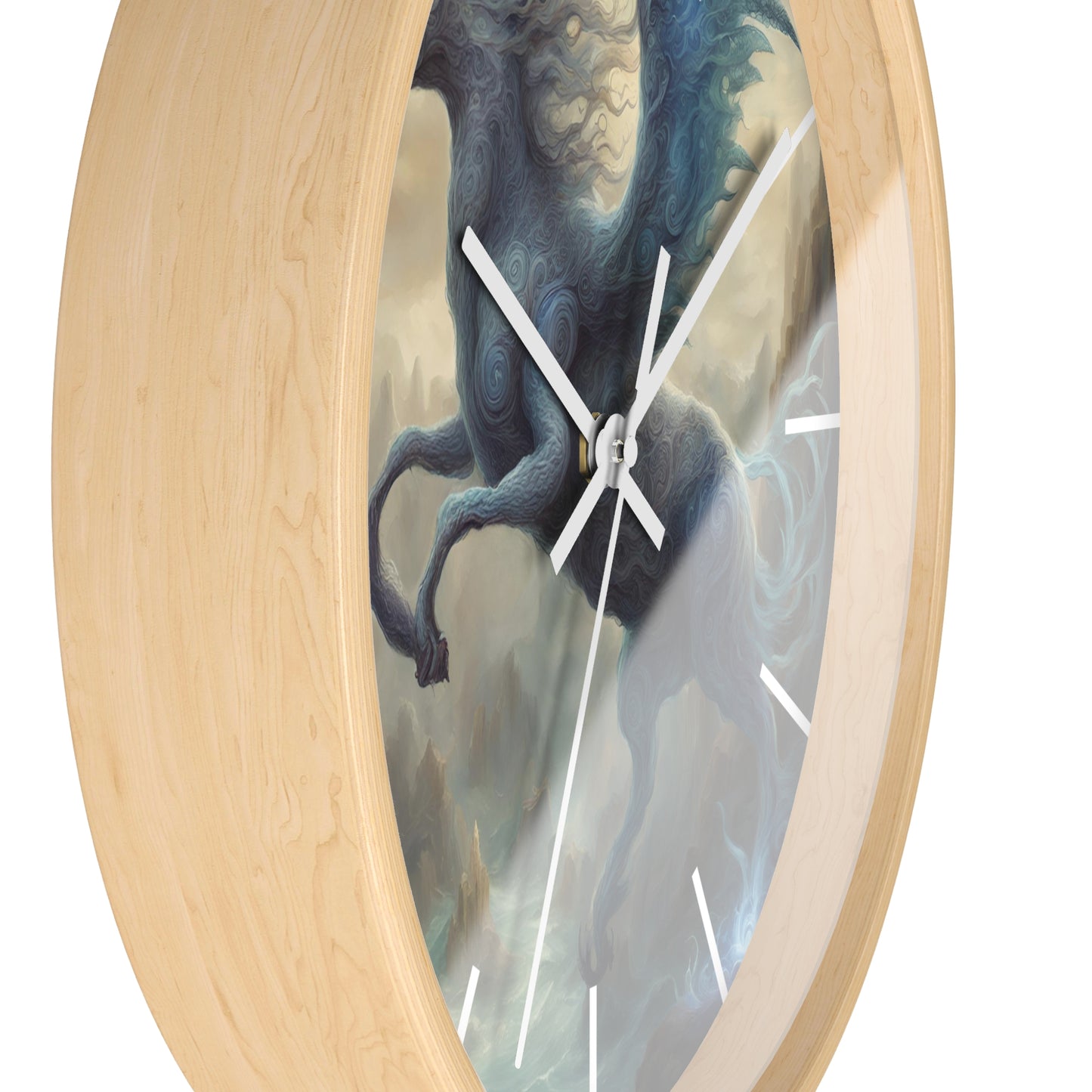 Majestic Myths Art Clock | Electrified Pegasus Horse Wall Hanging | Mystical Winged Blue Lightning Fantasy Home Office Decor Gift