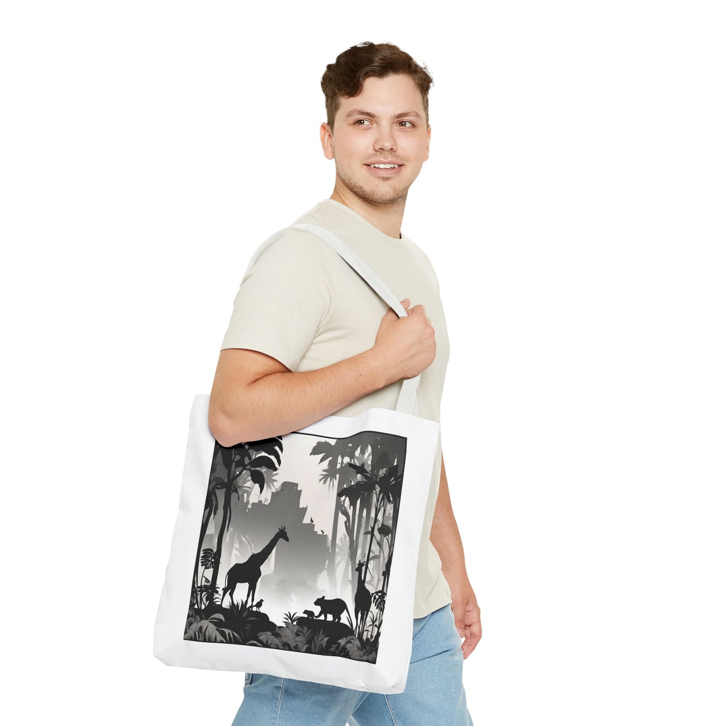 Giraffe Tote Bag | Savannah Forest Grocery Bag | Shadow Giraffes Nature Scene Travel Tote | Daily Office Traveler Tote Bag