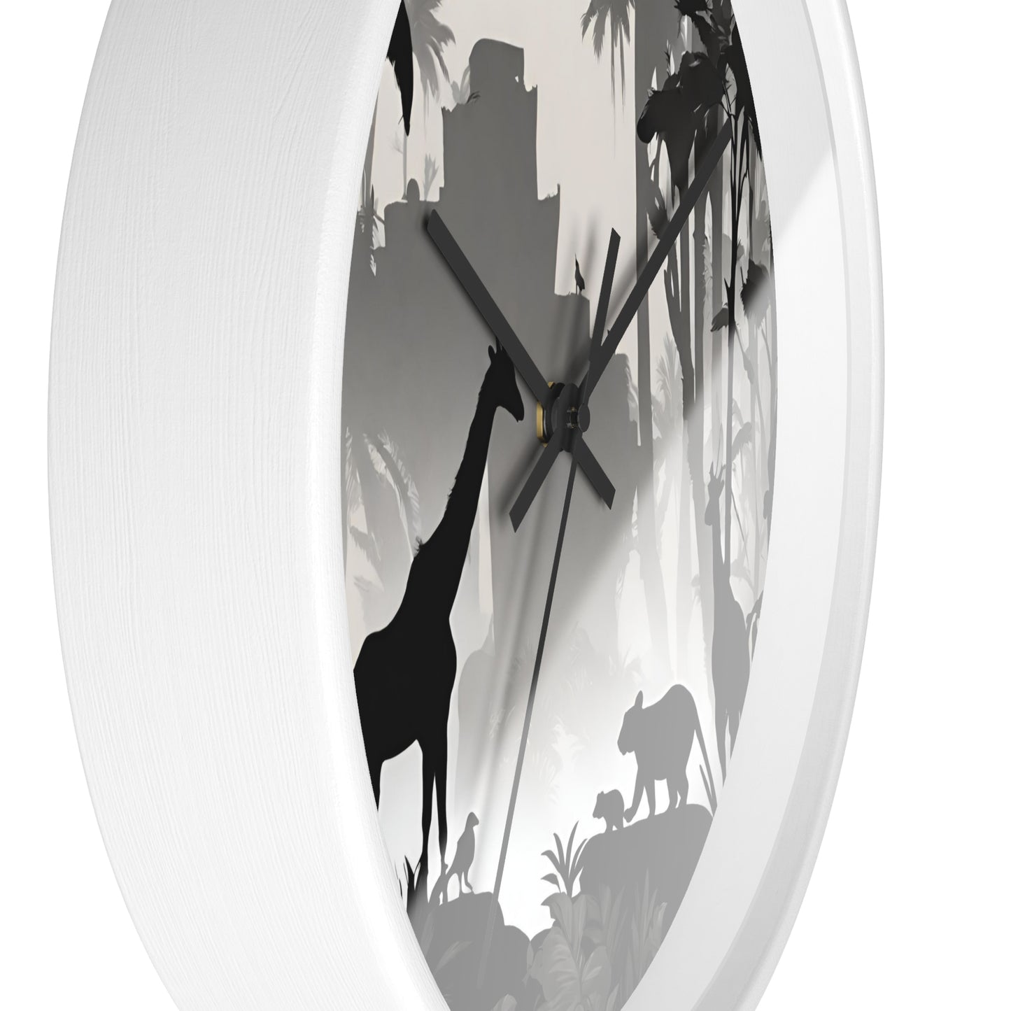 Jungle Giraffes Wall Art Clock | Shadowy Wild Nature Wall Hanging | Home Office Animal Wall Decor Gift