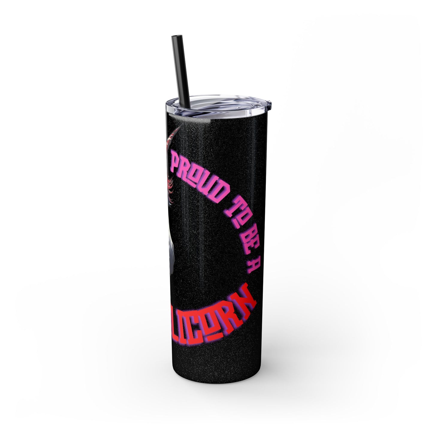 PROUD American Unicorn Skinny Tumbler | United States Freedom Loving Horse Insulated Cup | US Flag Veteran Gift Patriot Drink Traveler