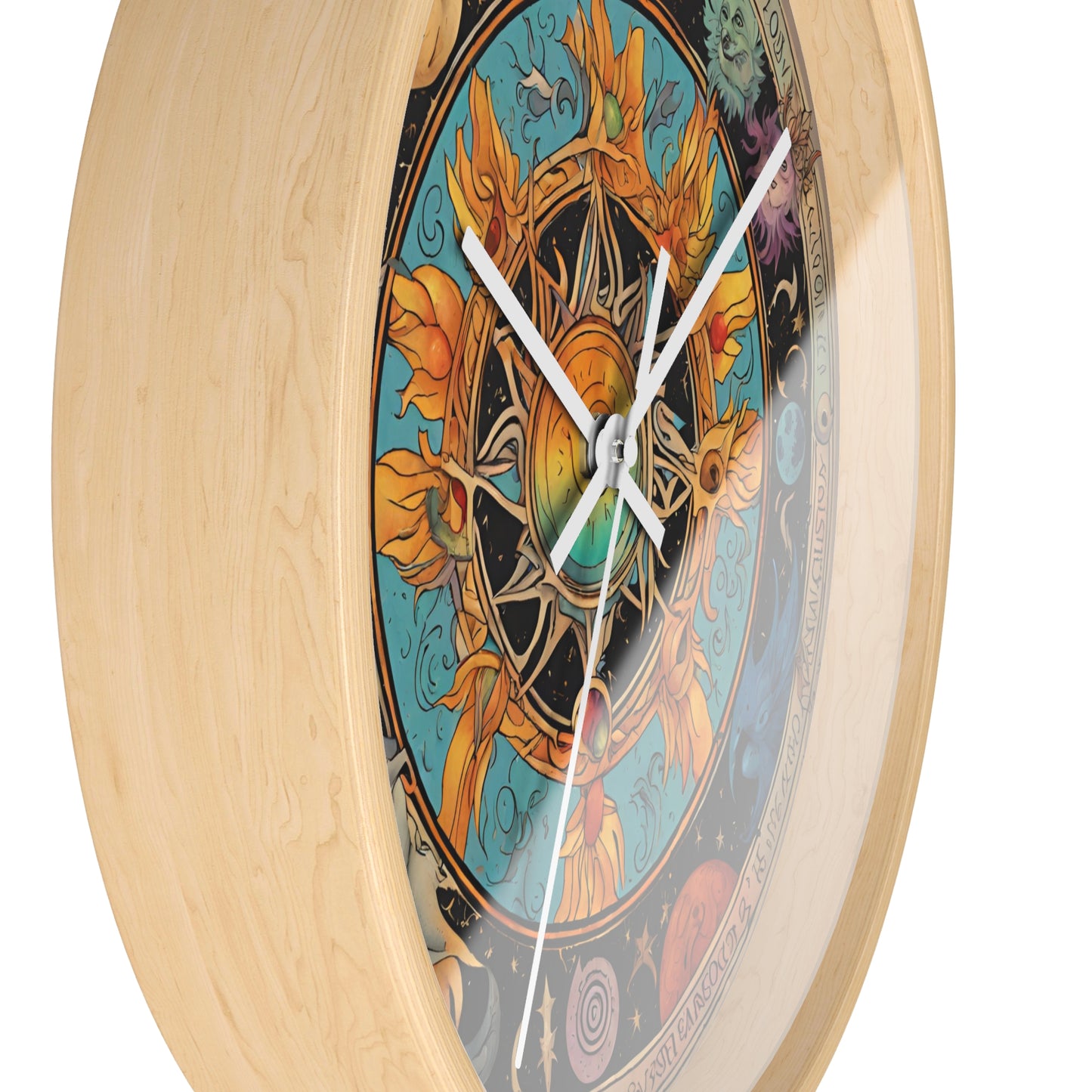 Sun Collage Wall Art Clock | Celestial Solstice Astronomy Wiccan Hanging | Comet Constellations Home Office Solar System Pagan Decor Gift