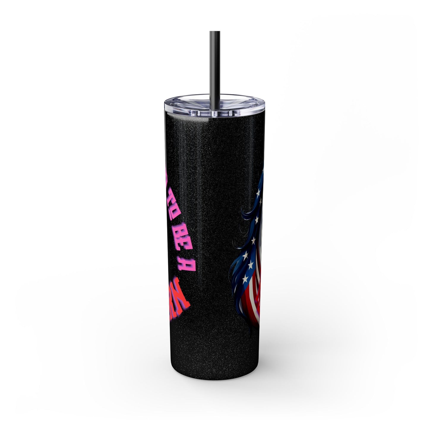 PROUD American Unicorn Skinny Tumbler | United States Freedom Loving Horse Insulated Cup | US Flag Veteran Gift Patriot Drink Traveler