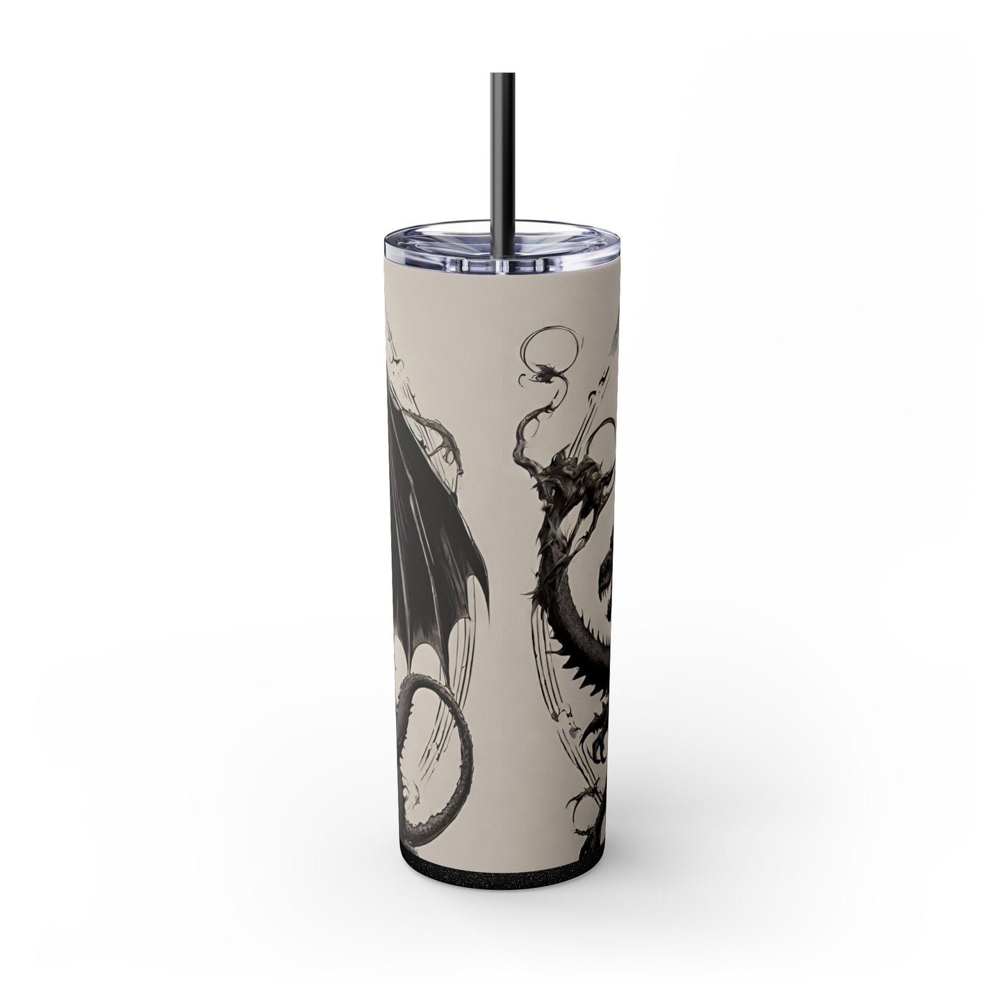 Gothic Medieval Flying Dragon Tumbler, Beautiful Woman Beast Rider Drinking Traveler, Dark Fantasy Liquid Cup