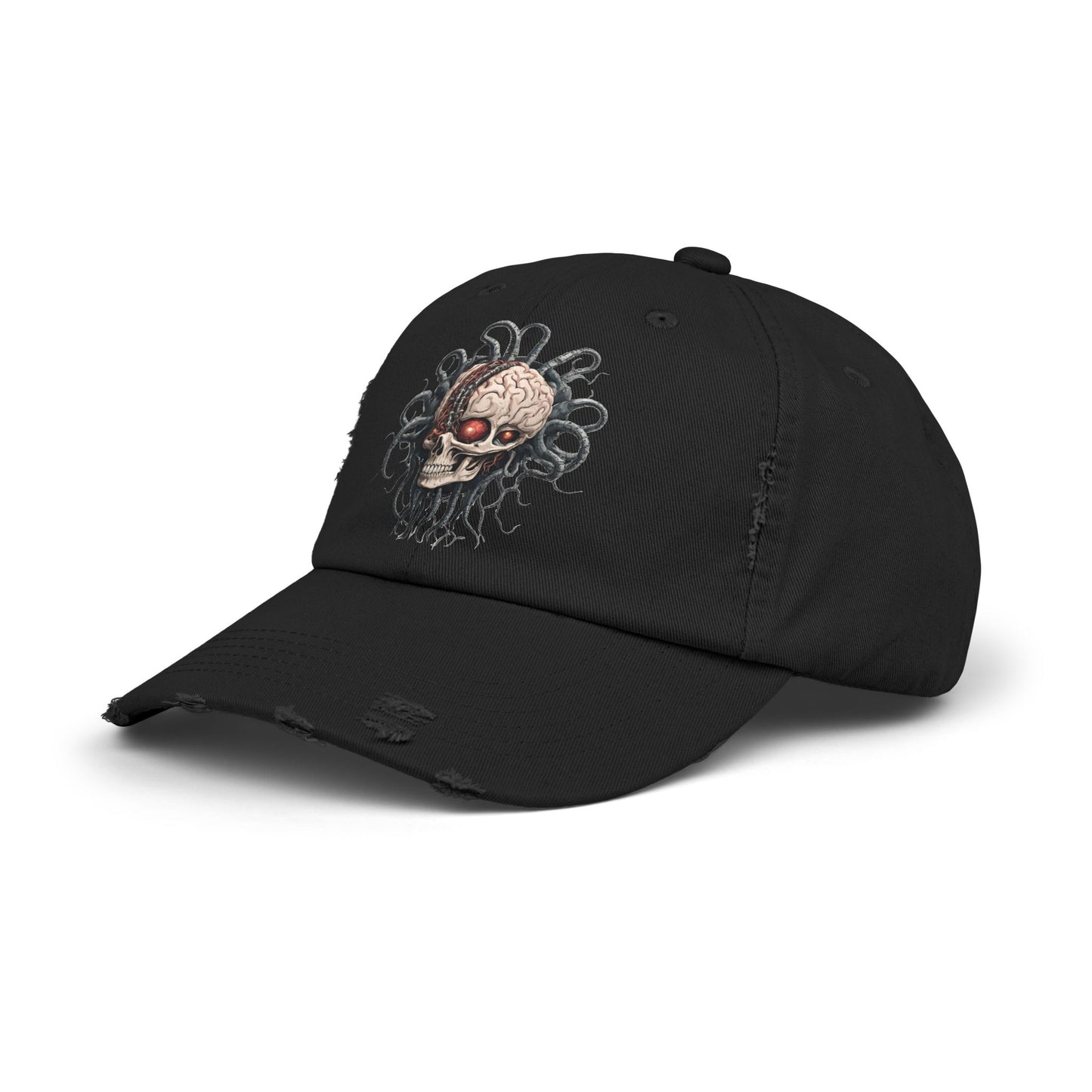 Alien Brain Robot Skull Hat, Contra Video Game Inspired Ball Cap, Metal Tentacle Cyborg Outer Space Bedroom Spring, Summer, Fishing Gift