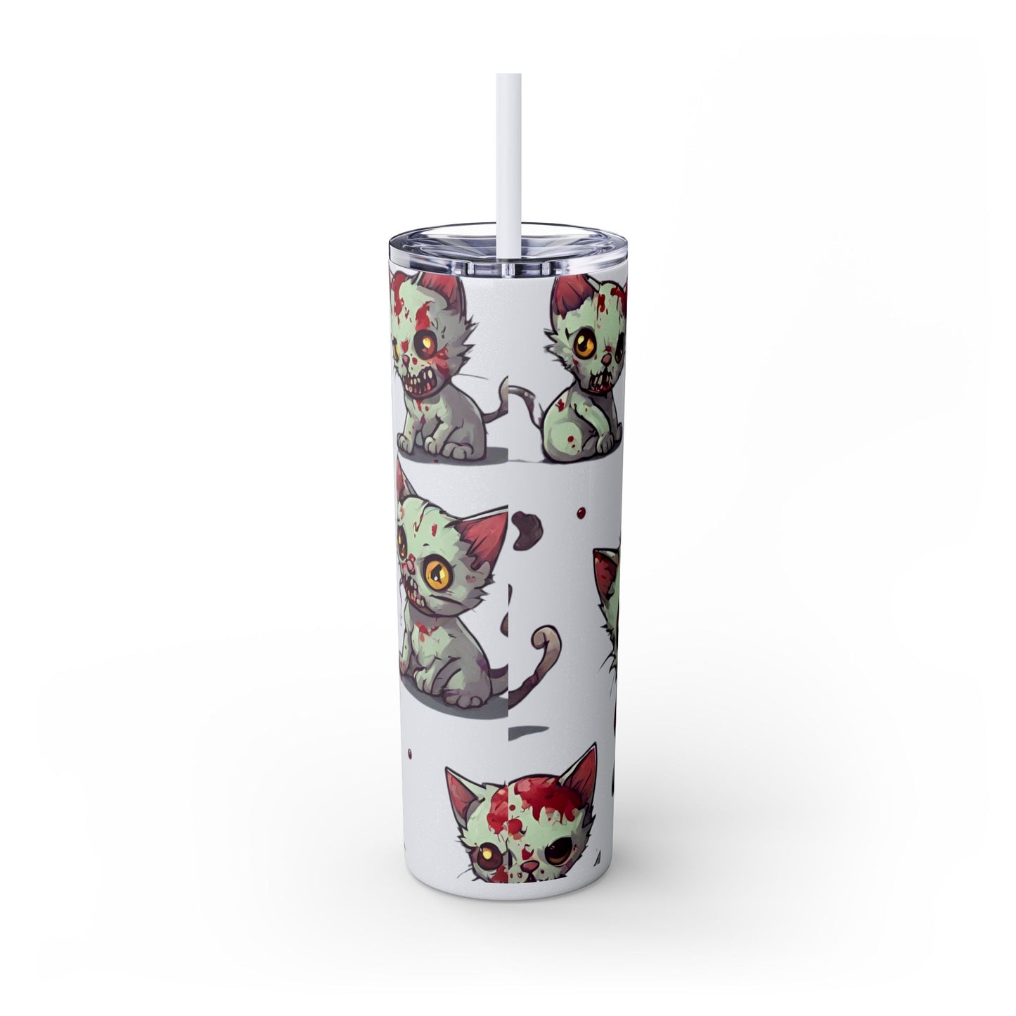 Zombie Kitties Skinny Tumbler | Mutated Kitten Zombies Insulated Cup | Furry Mutant Cats Office College School Hiking Road Drink Traveler