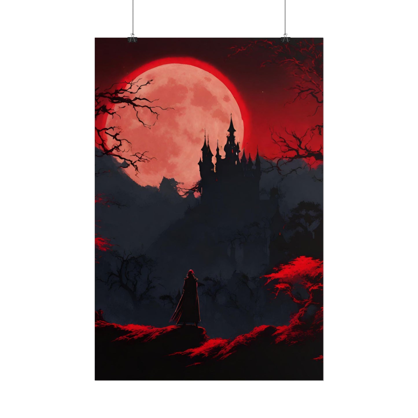 Castlevania Belmont Video Game Room Inspired Wall Decor | Cursed Ring of Lunar Blood Poster | Dracula Castle Vampire Night Wall Hanging