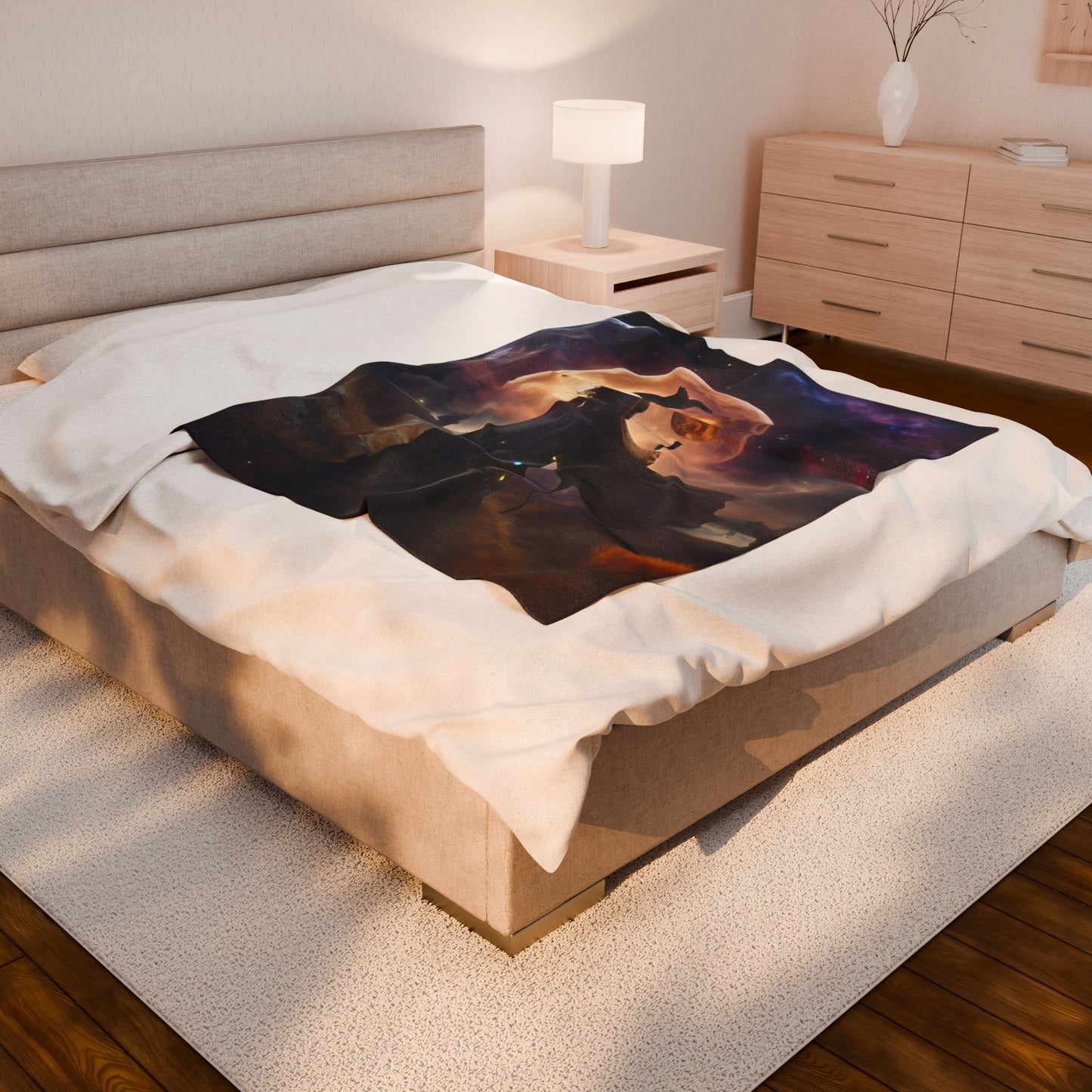 Witch of the Moons Wiccan Blanket, Time & Space Lunar Fantasy Galaxy Couch Throw Snuggle Sheet, Mystical Witchcraft Spell Bedroom Blanket