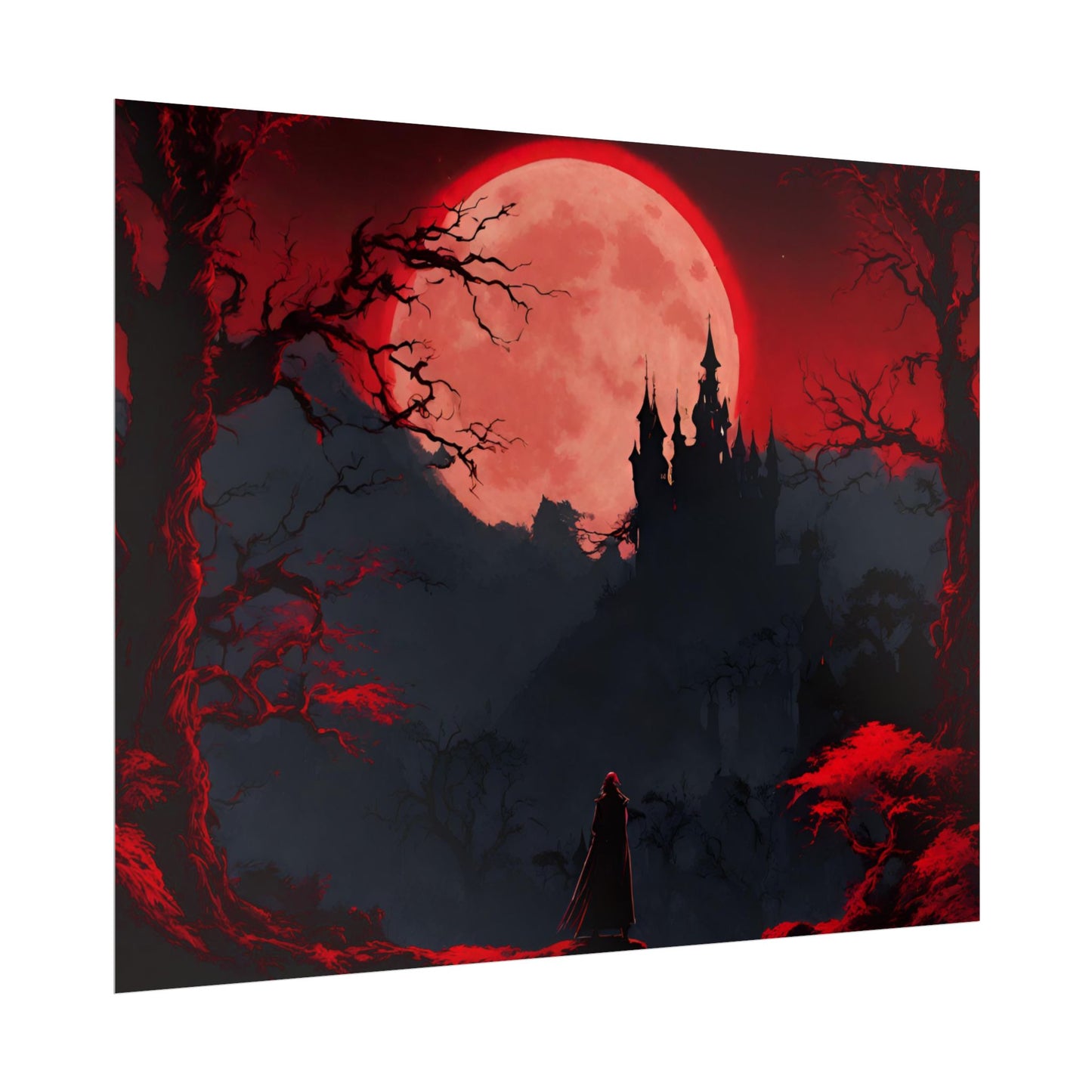 Castlevania Belmont Video Game Room Inspired Wall Decor | Cursed Ring of Lunar Blood Poster | Dracula Castle Vampire Night Wall Hanging
