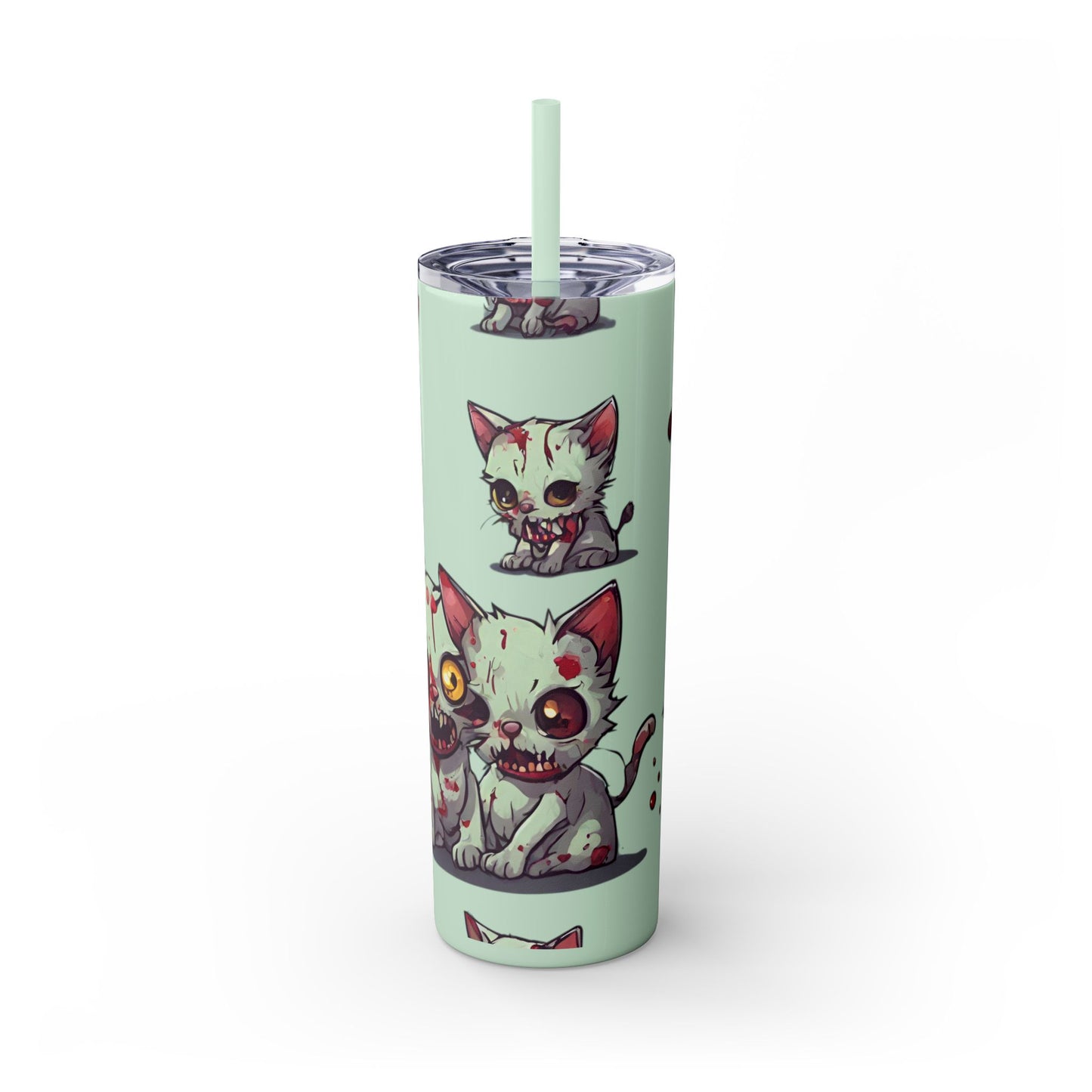 Zombie Kitties Skinny Tumbler | Mutated Kitten Zombies Insulated Cup | Furry Mutant Cats Office College School Hiking Road Drink Traveler