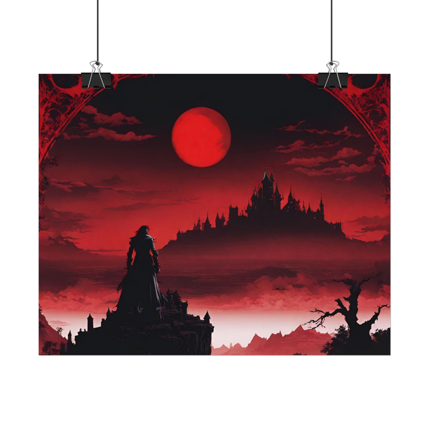 Castlevania Belmont Video Game Room Wall Decor | What A Horrible Night to Traverse the Darkness Art | Dracula Castle Vampire Wall Hanging