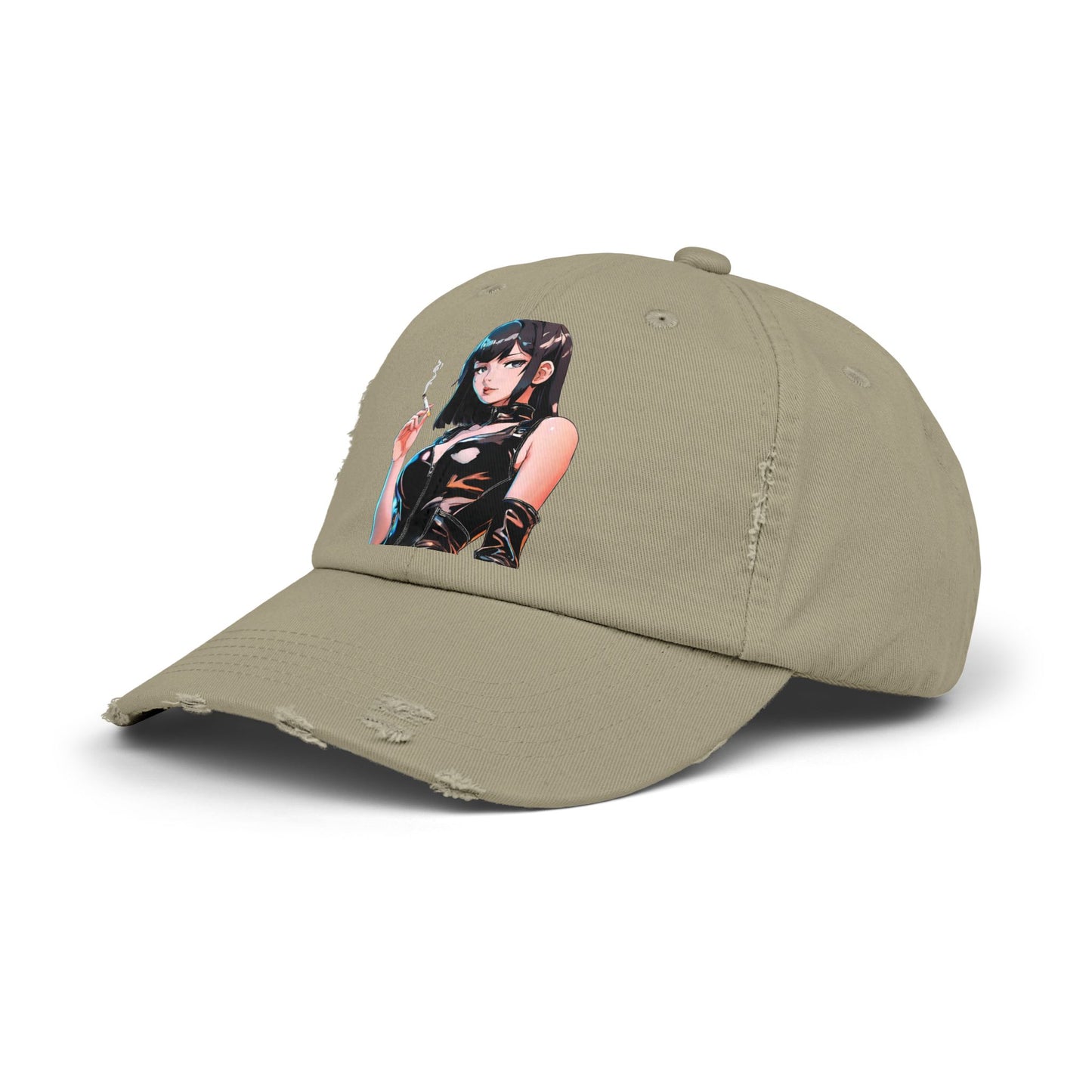 Cigarette Smoking Anime Girl Cap, Black Tight Leather Outfit Sexy Cute Hat, Japan Cartoon Secret Agent Style Spring, Summer, Fishing Wear